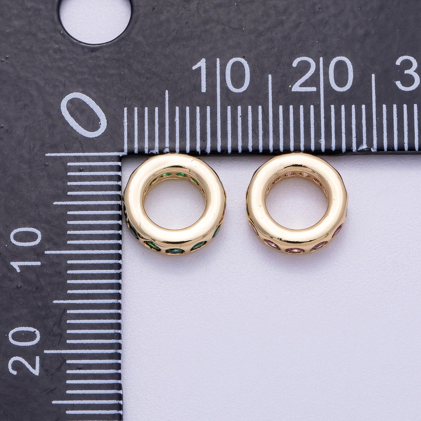 Birthstone Bead Spacer Charm 10mm 14k Gold Filled Gemstone Rondelle Charms with Big Hole for Bracelet, Necklace Component Beads-248