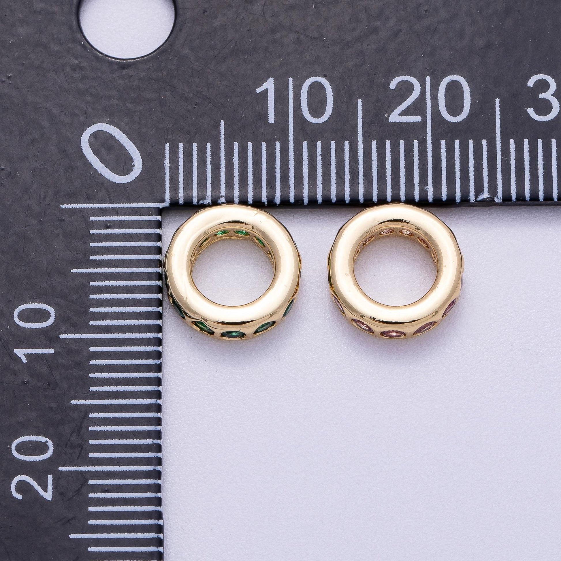 Birthstone Bead Spacer Charm 10mm 14k Gold Filled Gemstone Rondelle Charms with Big Hole for Bracelet, Necklace Component Beads-248