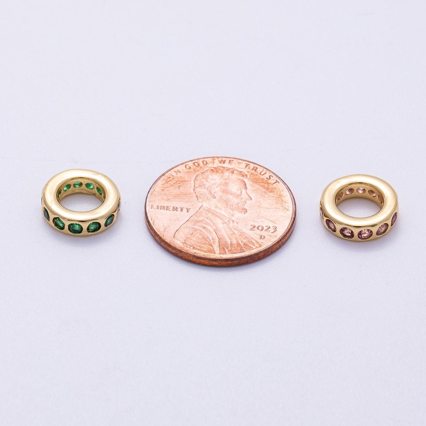 Birthstone Bead Spacer Charm 10mm 14k Gold Filled Gemstone Rondelle Charms with Big Hole for Bracelet, Necklace Component Beads-248