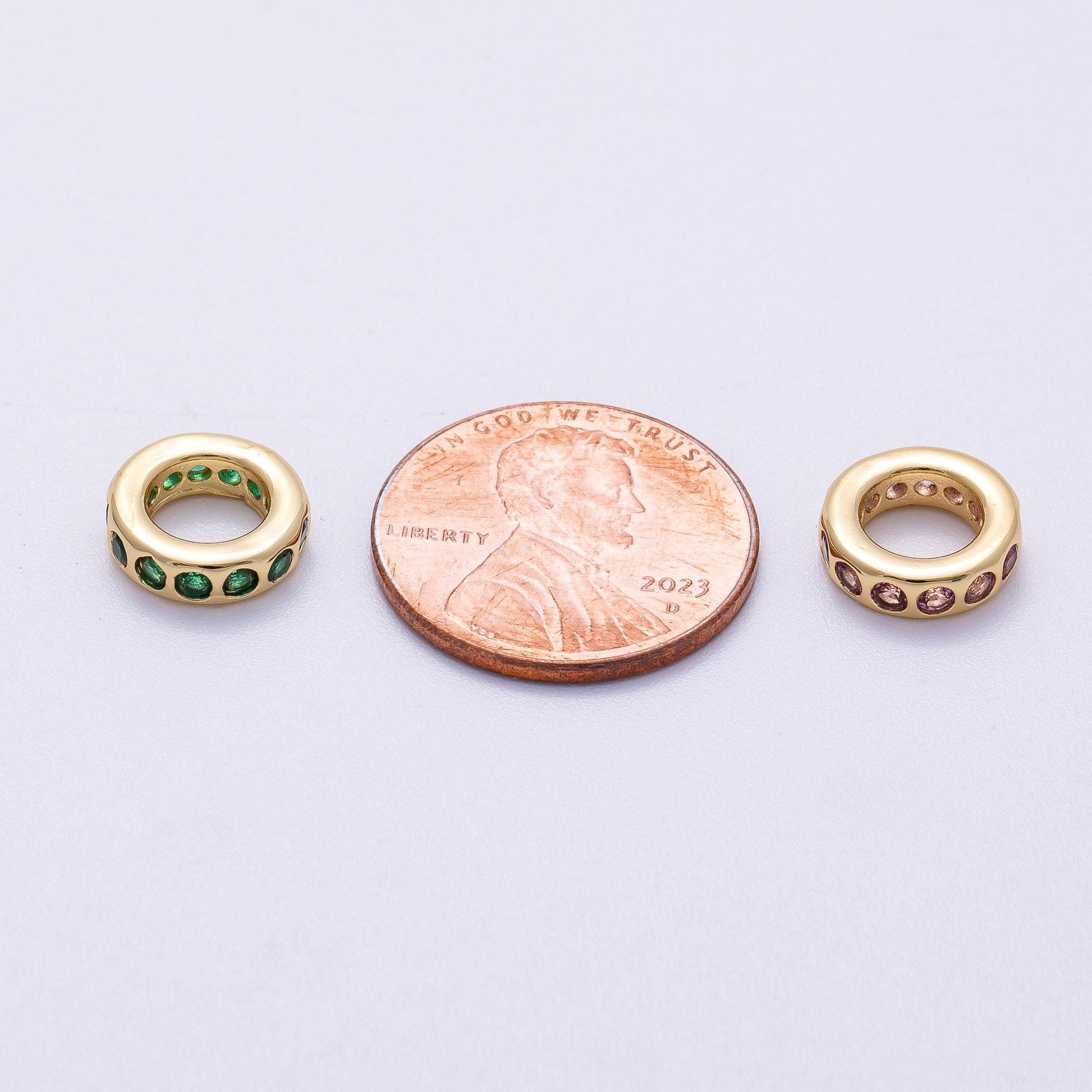 Birthstone Bead Spacer Charm 10mm 14k Gold Filled Gemstone Rondelle Charms with Big Hole for Bracelet, Necklace Component Beads-248