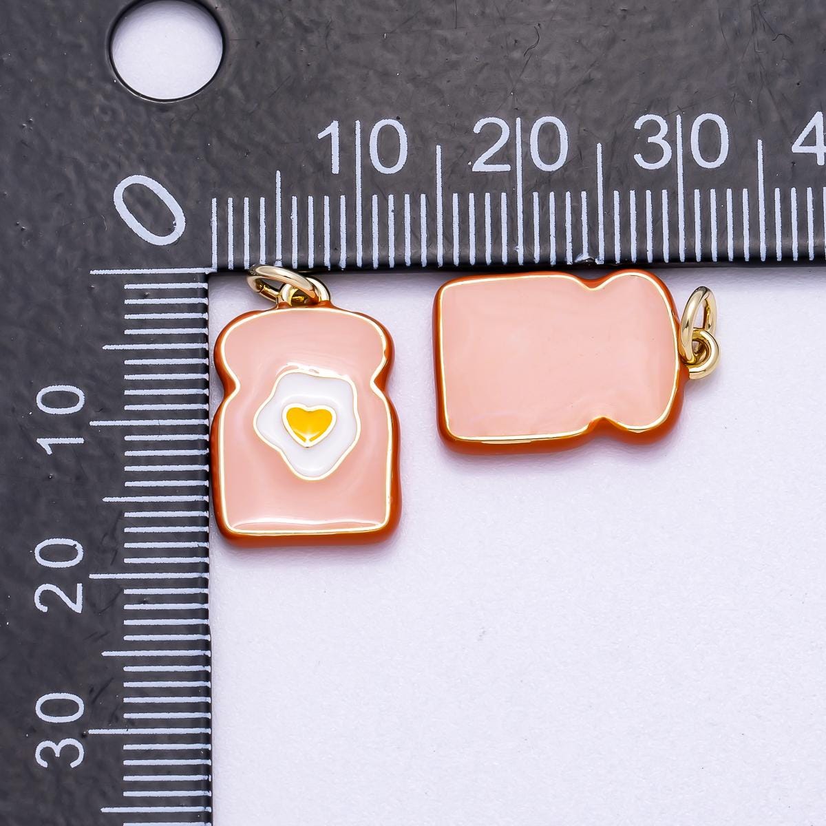 16K Gold Filled 17mm Egg Toast Breakfast Enamel Charm Brunch Lover Gift DIY Jewelry Making Supply for custom charm bracelet | Charms-00578