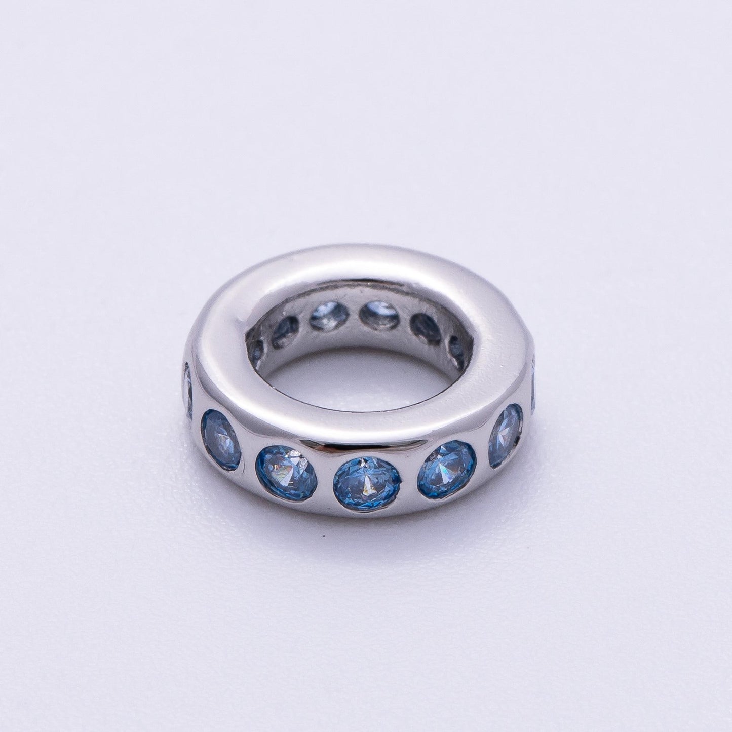 Birthstone Bead Spacer Charm 10mm Silver Gemstone Rondelle Charms with Big Hole for Bracelet, Necklace Component Beads-260