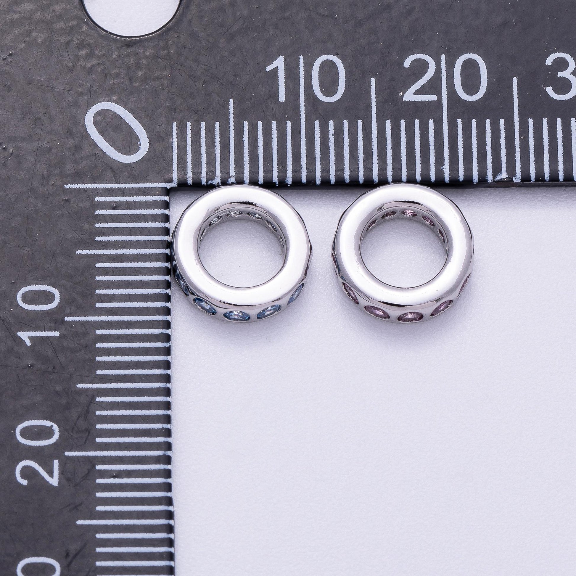 Birthstone Bead Spacer Charm 10mm Silver Gemstone Rondelle Charms with Big Hole for Bracelet, Necklace Component Beads-260