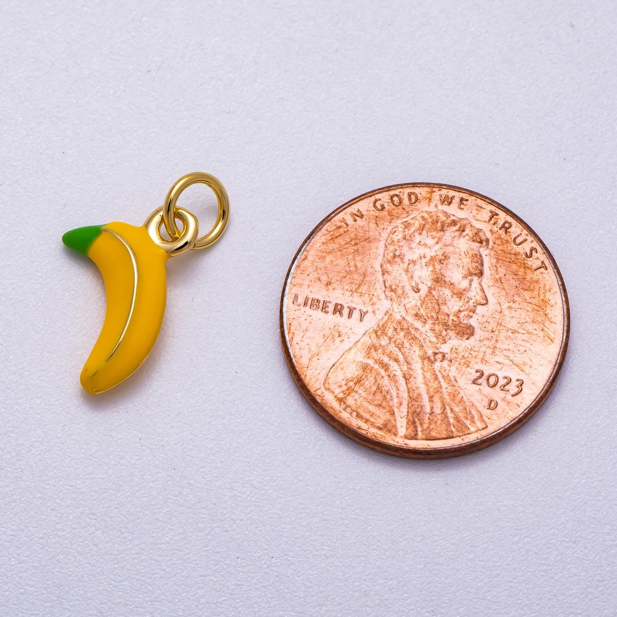 18k gold filled yellow enamel banana fruit charm | Charms-00580