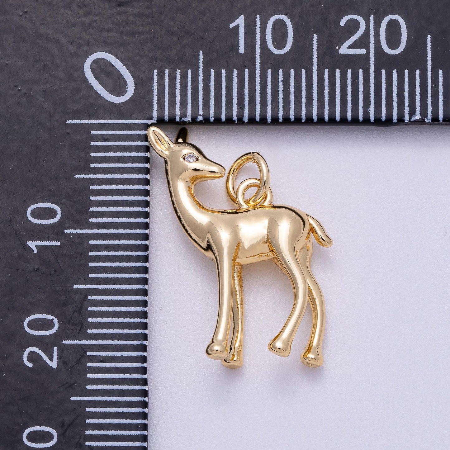16K Gold Filled 22mm Fawn Deer Forest Animal Minimalist 3D Multidimensional Charm in Gold & Silver Bambi Inspired Jewelry | Charms-00606