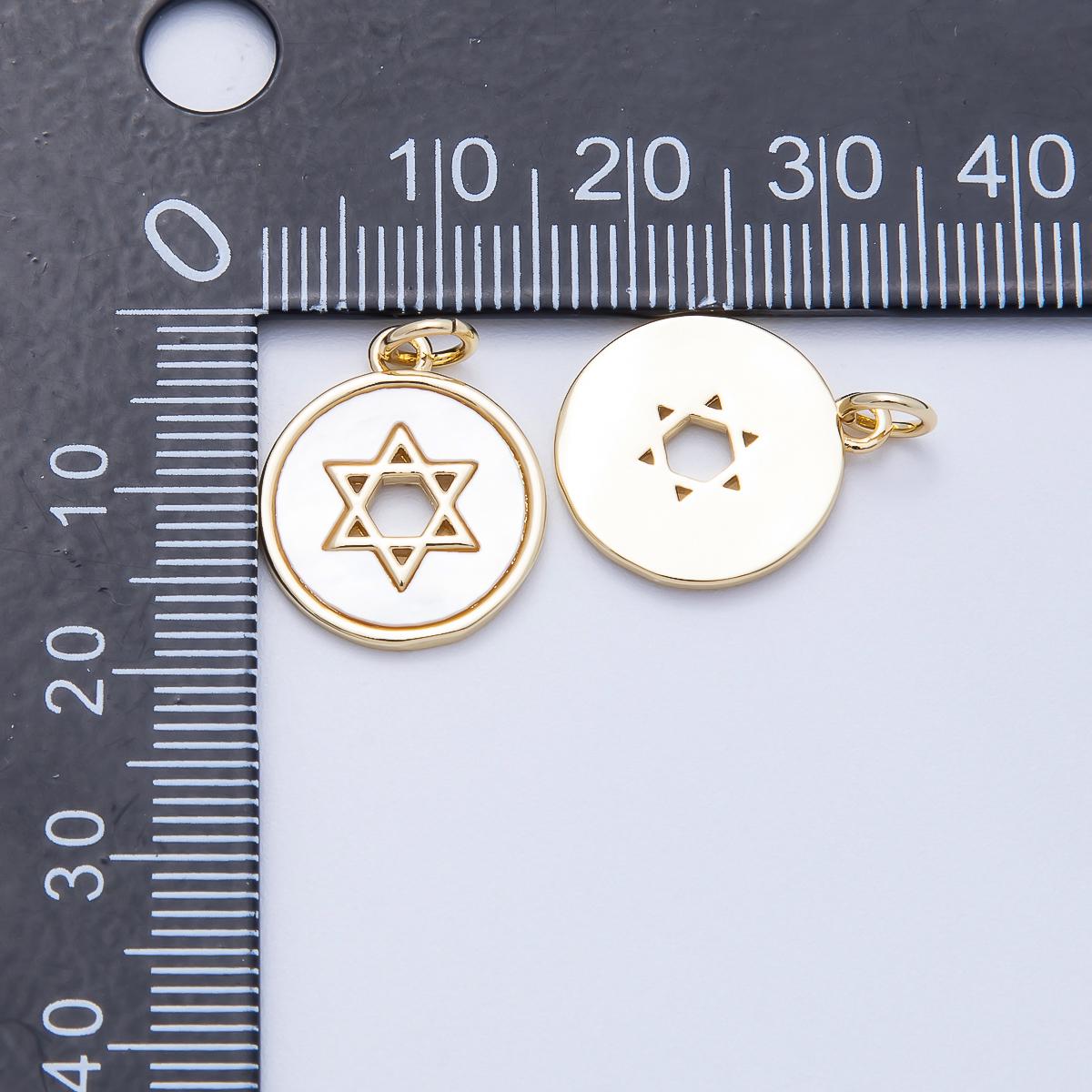 16k Gold Filled 18mm Star of David Charm White Enamel Coin Pendant Dainty DIY Jewish Jewelry Making Supplies custom Necklace | CHARMS-00663