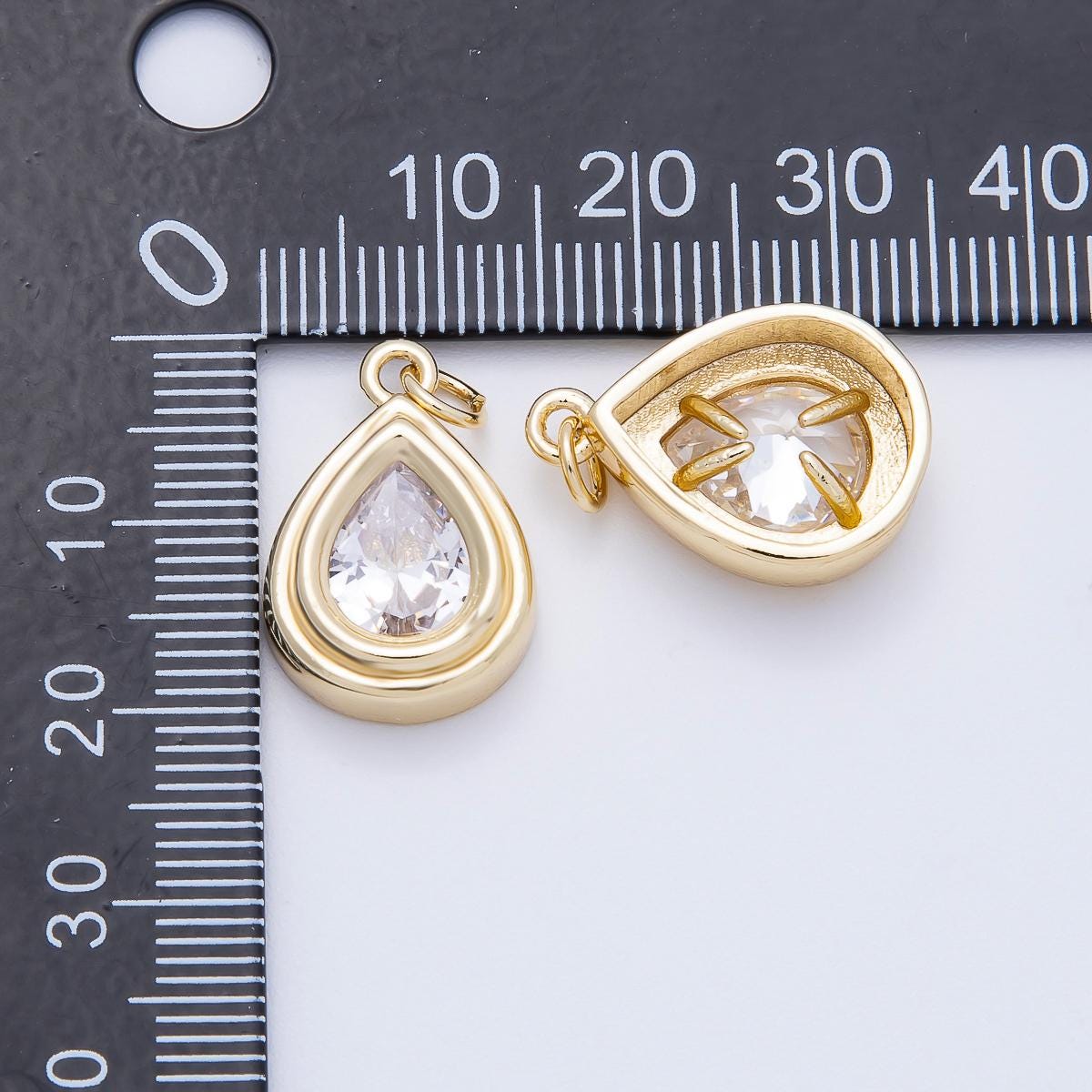 16k Gold Filled 20mm Teardrop Charm Pear Cut CZ Pendant Dainty Layering Necklace DIY Jewelry Supplies custom Necklace | CHARMS-00665