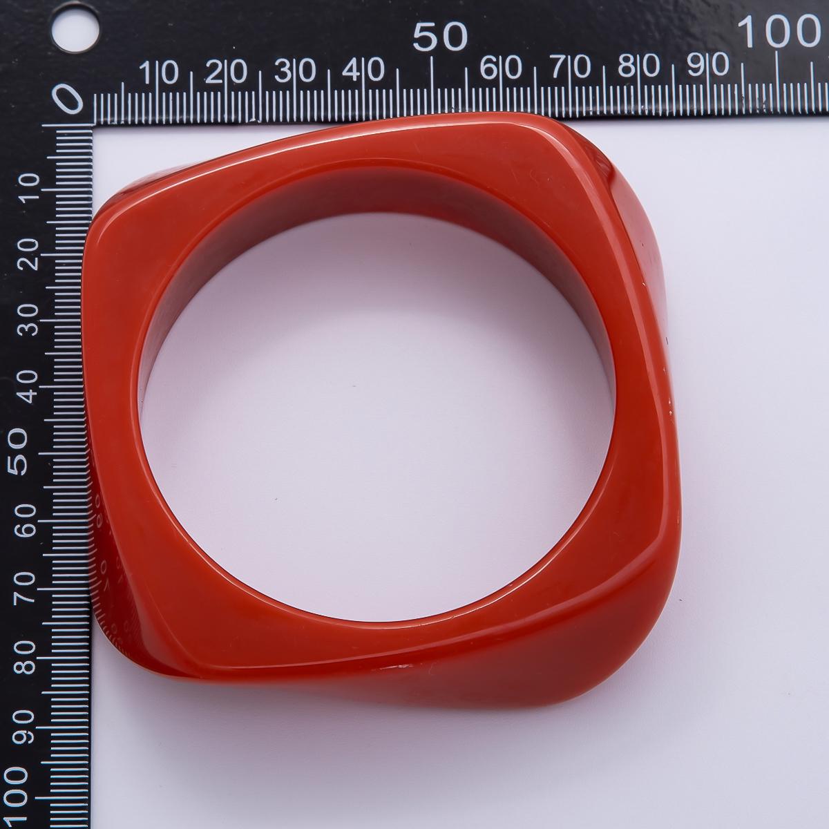Chunky Resin Square Bracelet 84mm Colorful Acrylic Bangle Transparent Y2K Statement Piece Bold Geometric Band