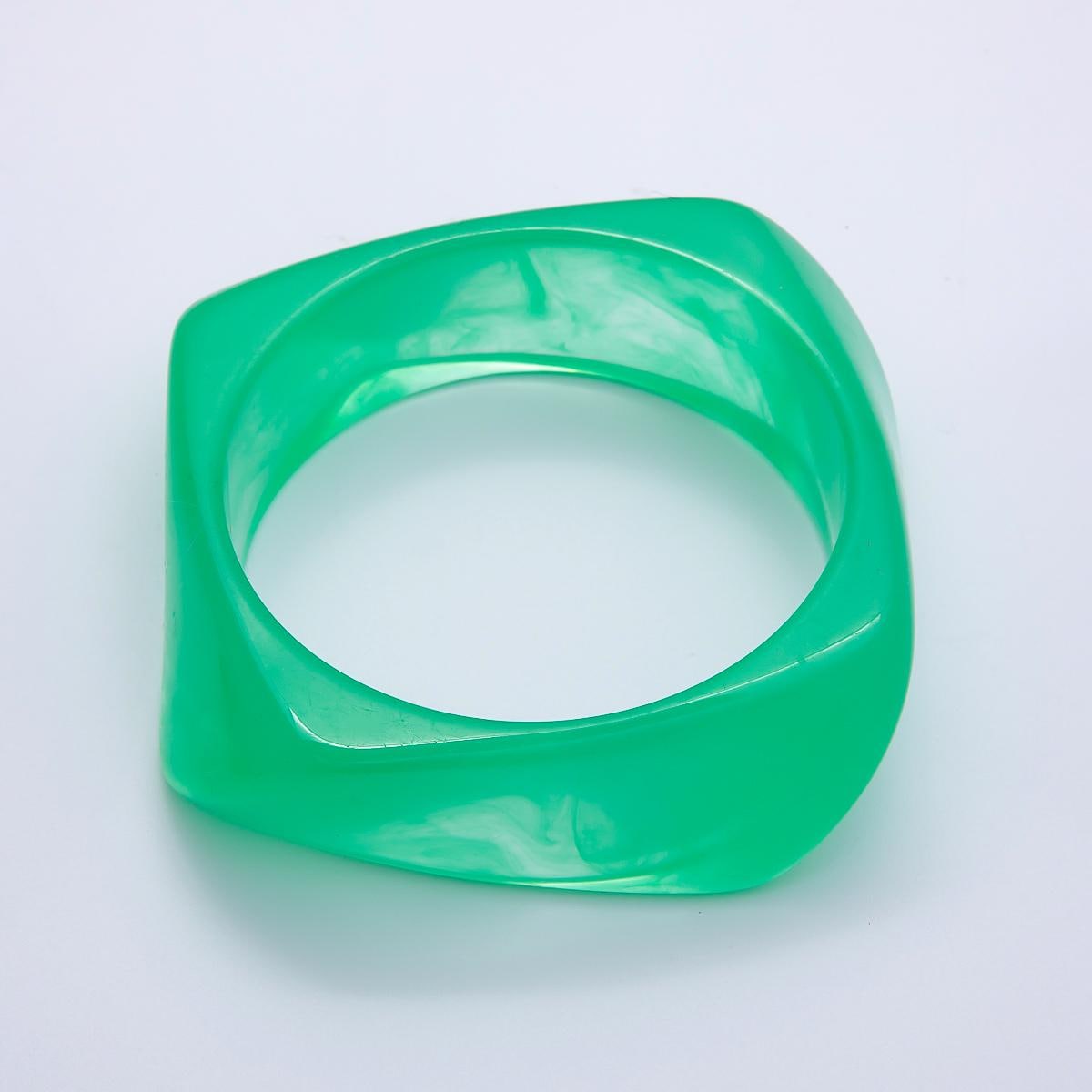 Chunky Resin Square Bracelet 84mm Colorful Acrylic Bangle Transparent Y2K Statement Piece Bold Geometric Band