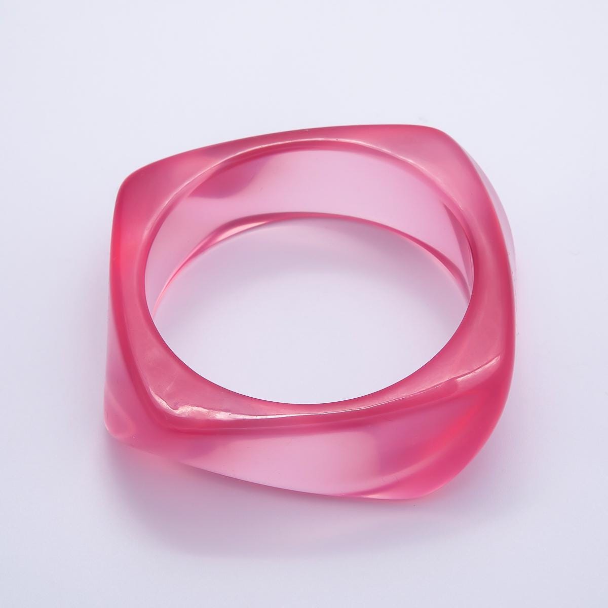 Chunky Resin Square Bracelet 84mm Colorful Acrylic Bangle Transparent Y2K Statement Piece Bold Geometric Band