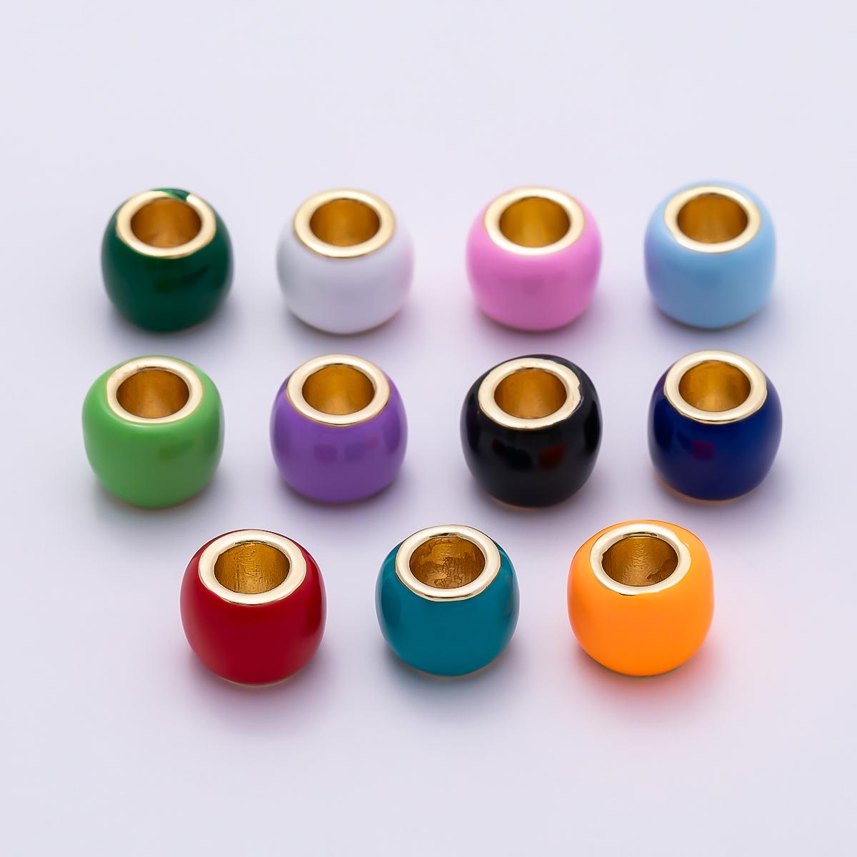 16k Gold Filled 8mm Colorful Enamel Spacer Bead Rondelle Charm Add on for Necklaces and Bracelets DIY Jewelry Making Supply | CHARMS-00302