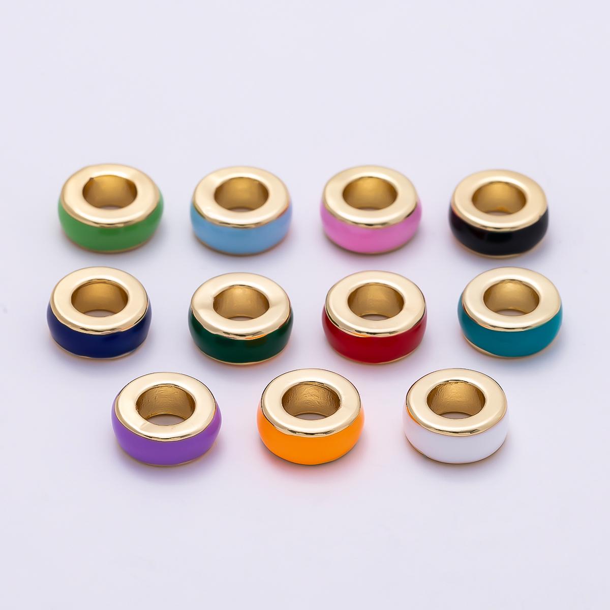16k Gold Filled 10mm Colorful Enamel Spacer Bead Rondelle Charm Add on for Necklaces and Bracelets DIY Jewelry Making Supply | CHARMS-00313