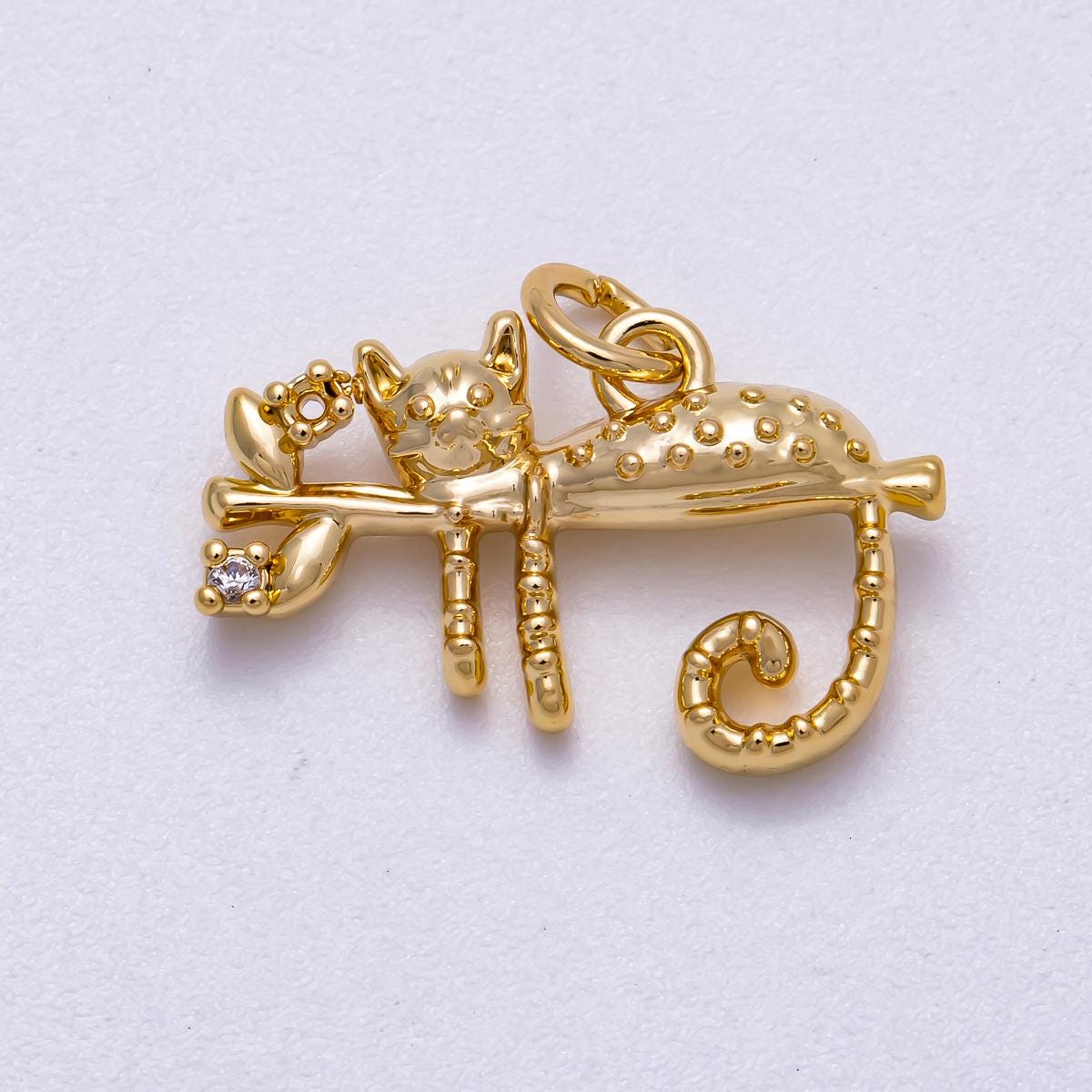 18K Gold Filled Small cat charm mini kitten charm pendant CHARMS-00598