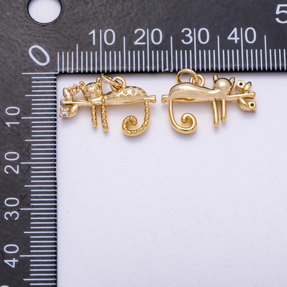 18K Gold Filled Small cat charm mini kitten charm pendant CHARMS-00598