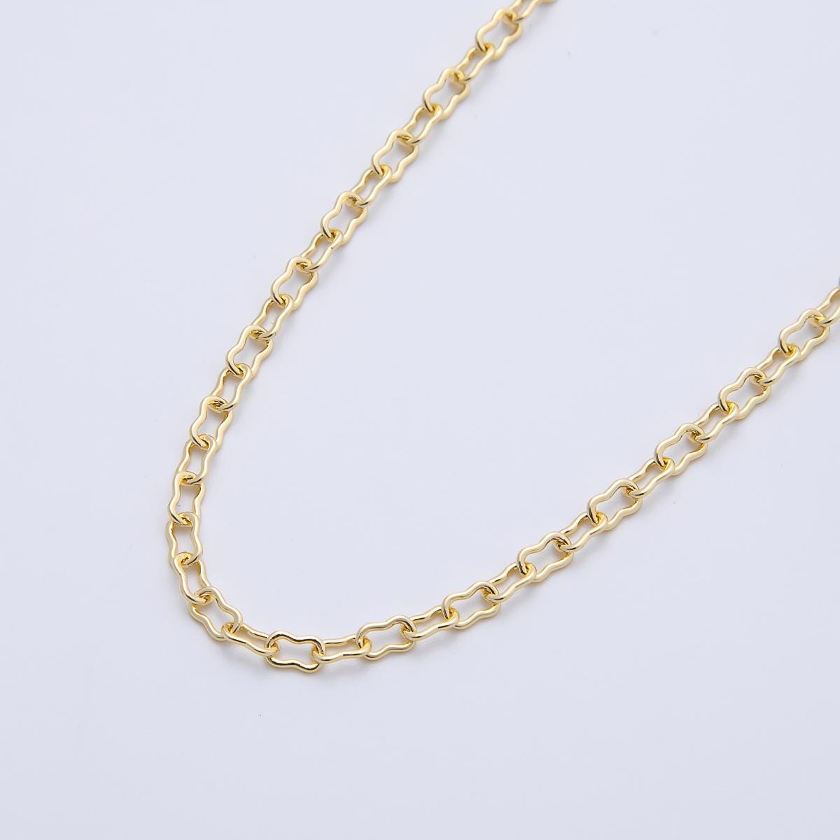 Dainty gold oval paper clip chain perfect layering link necklace minimalist necklace elongated cable chain 18.5 inch long WA-04383