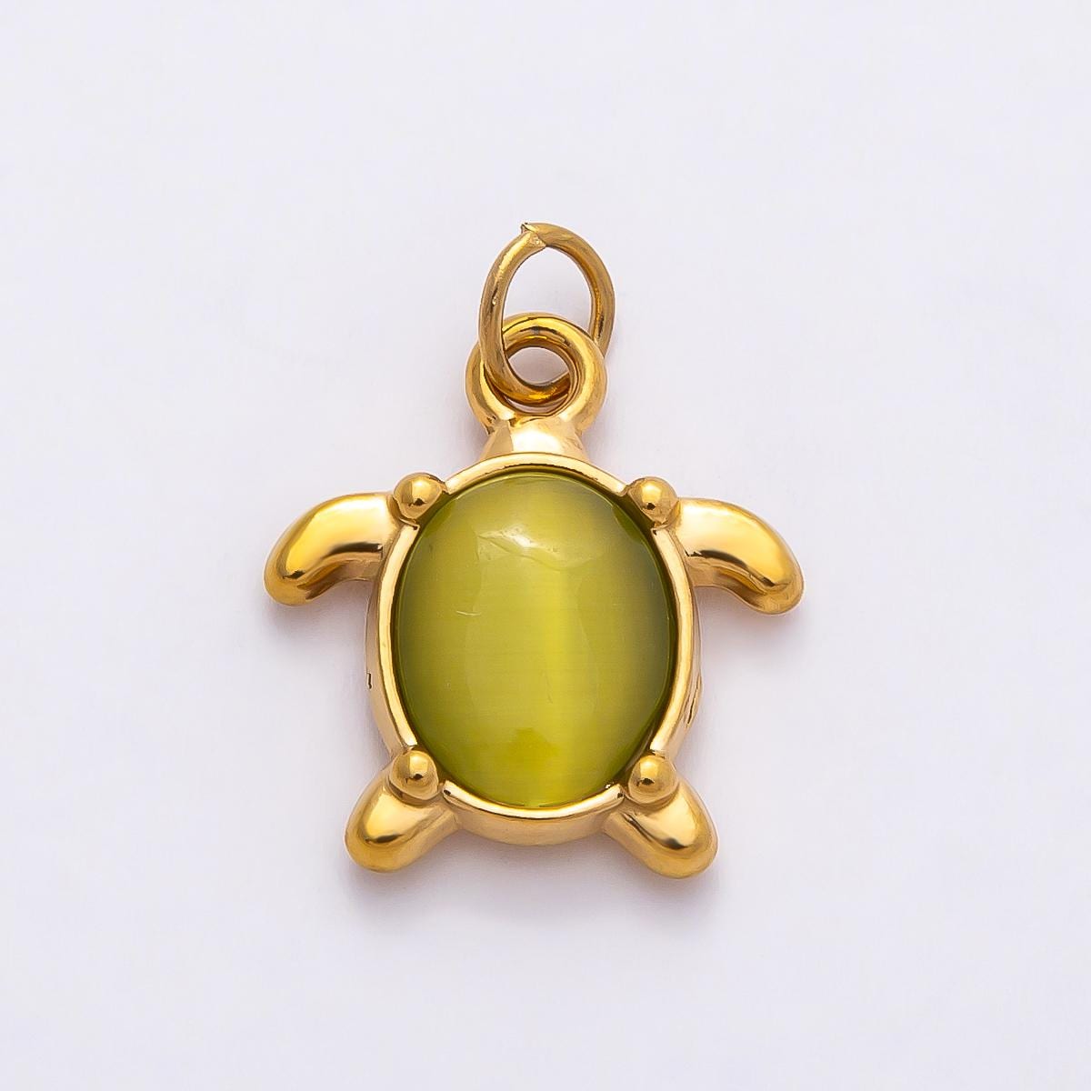 18k Stainless Steel 17mm Gold Sea Turtle Charms Colorful Cabochon Marine Animal Pendant Jewelry Making Beach Necklace Gift | CHARMS-00774