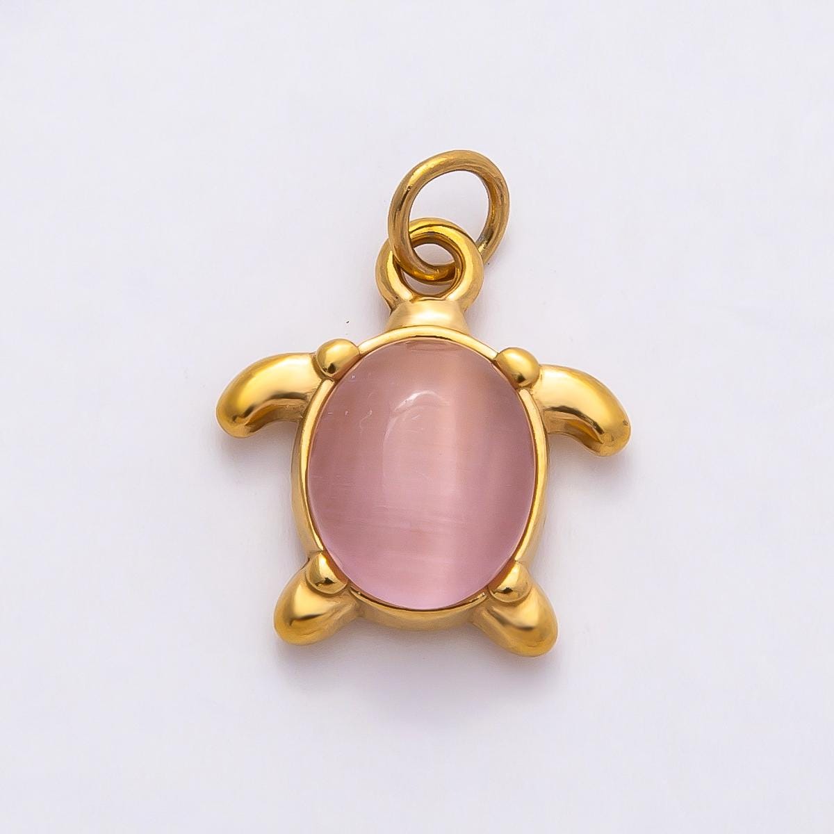 18k Stainless Steel 17mm Gold Sea Turtle Charms Colorful Cabochon Marine Animal Pendant Jewelry Making Beach Necklace Gift | CHARMS-00774