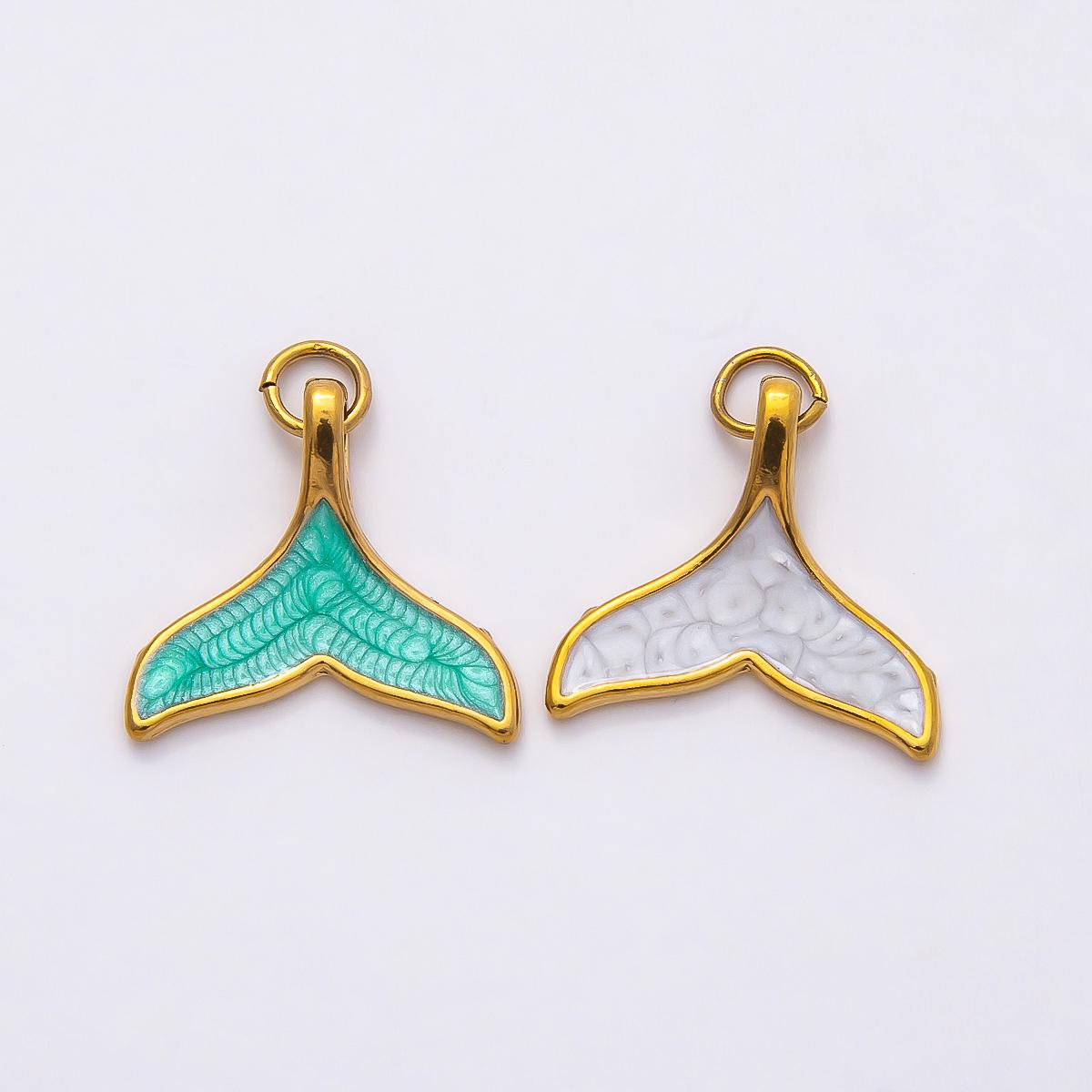 18k Stainless Steel Gold Whale Tail Charms Mermaid Tail Pendant Ocean Animal Inspired Jewelry DIY Necklace Birthday Gift | CHARMS-00775