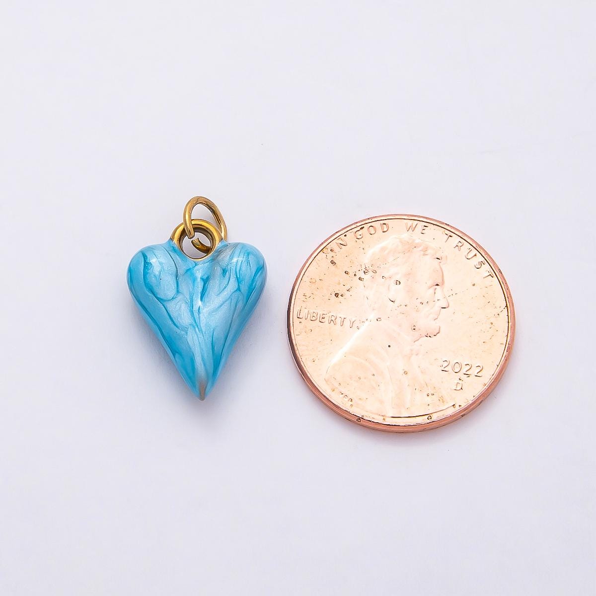 18k Stainless Steel Colorful Gold Marbled Puffy Heart Charm Romantic Jewelry Gift for Her DIY Valentine Necklace | CHARMS-00777
