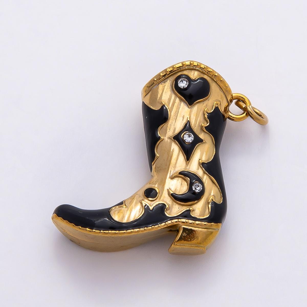 Stainless Steel Gold & Silver 27mm Western Cowboy Boot Charms Painted Enamel Festival Shoes DIY Jewelry Supply Charm Add On | CHARMS-00782