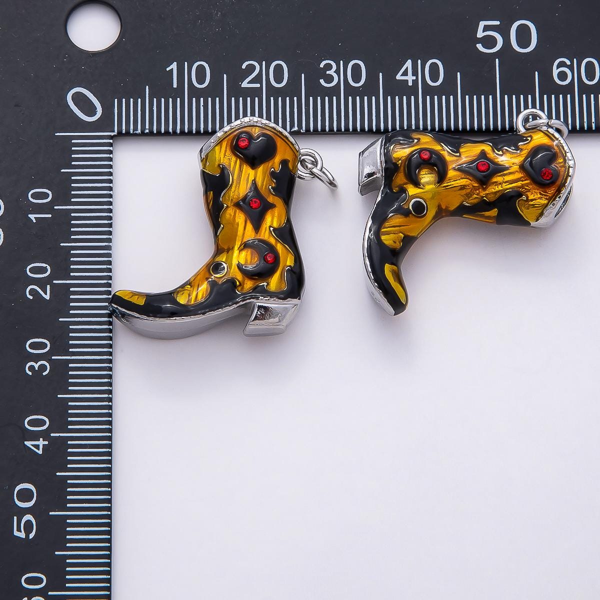 Stainless Steel Gold & Silver 27mm Western Cowboy Boot Charms Painted Enamel Festival Shoes DIY Jewelry Supply Charm Add On | CHARMS-00782
