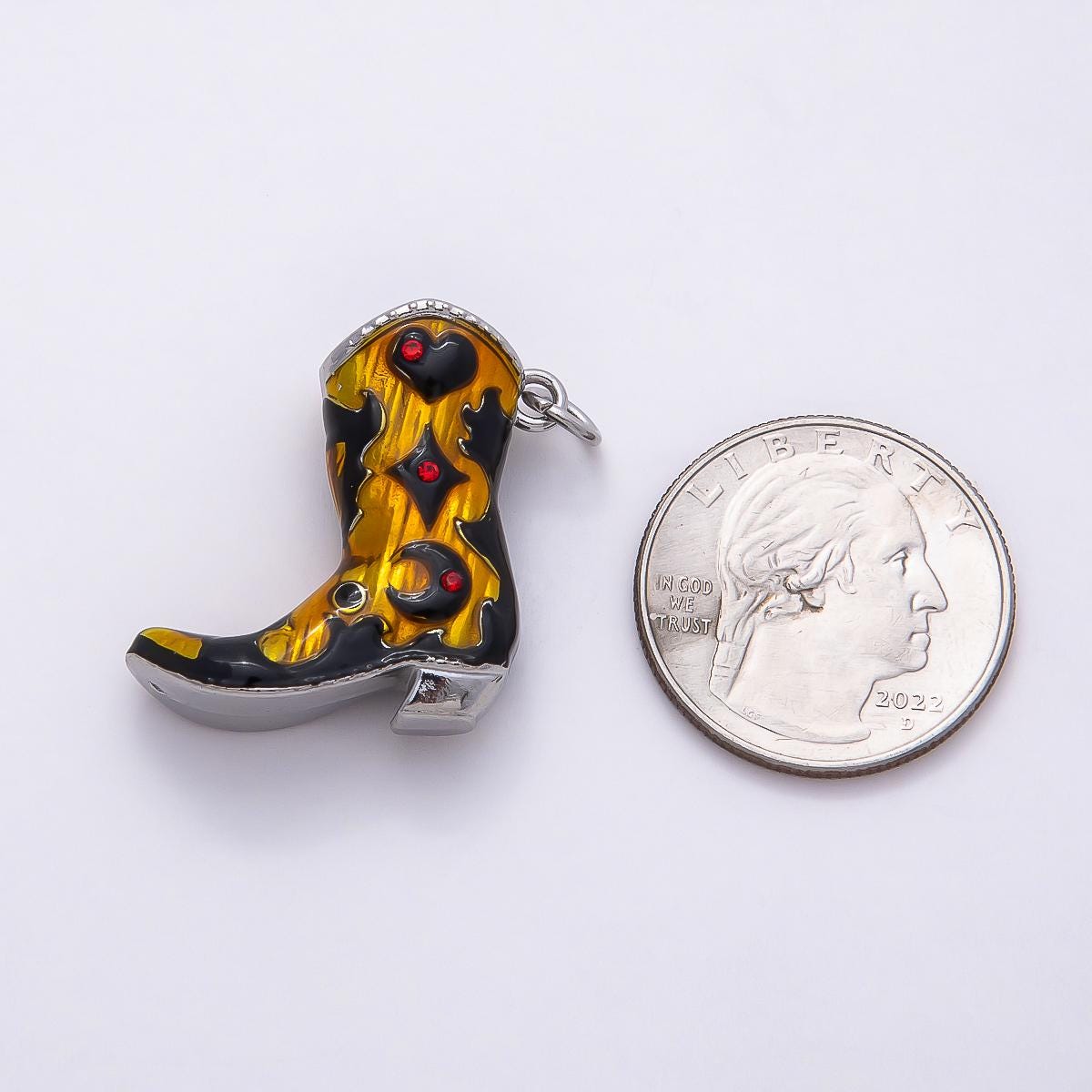 Stainless Steel Gold & Silver 27mm Western Cowboy Boot Charms Painted Enamel Festival Shoes DIY Jewelry Supply Charm Add On | CHARMS-00782