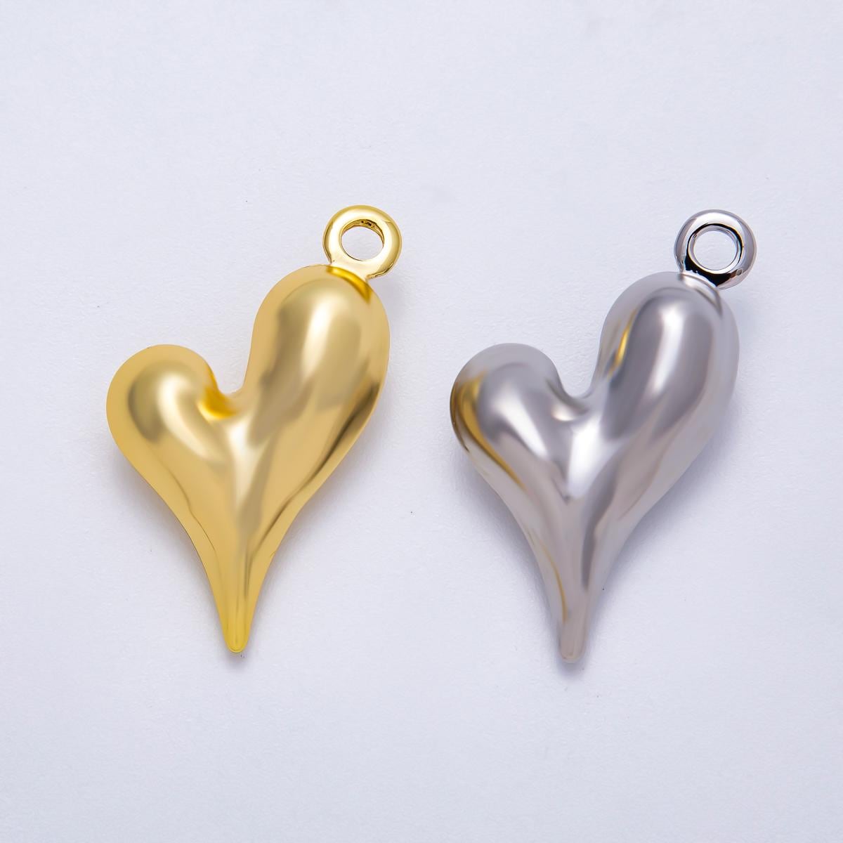 16K Gold Filled 32mm Minimalist Molten Heart 3D Multidimensional Charm in Gold & Silver Abstract love gift boho | Charms-00617 Charms-00618