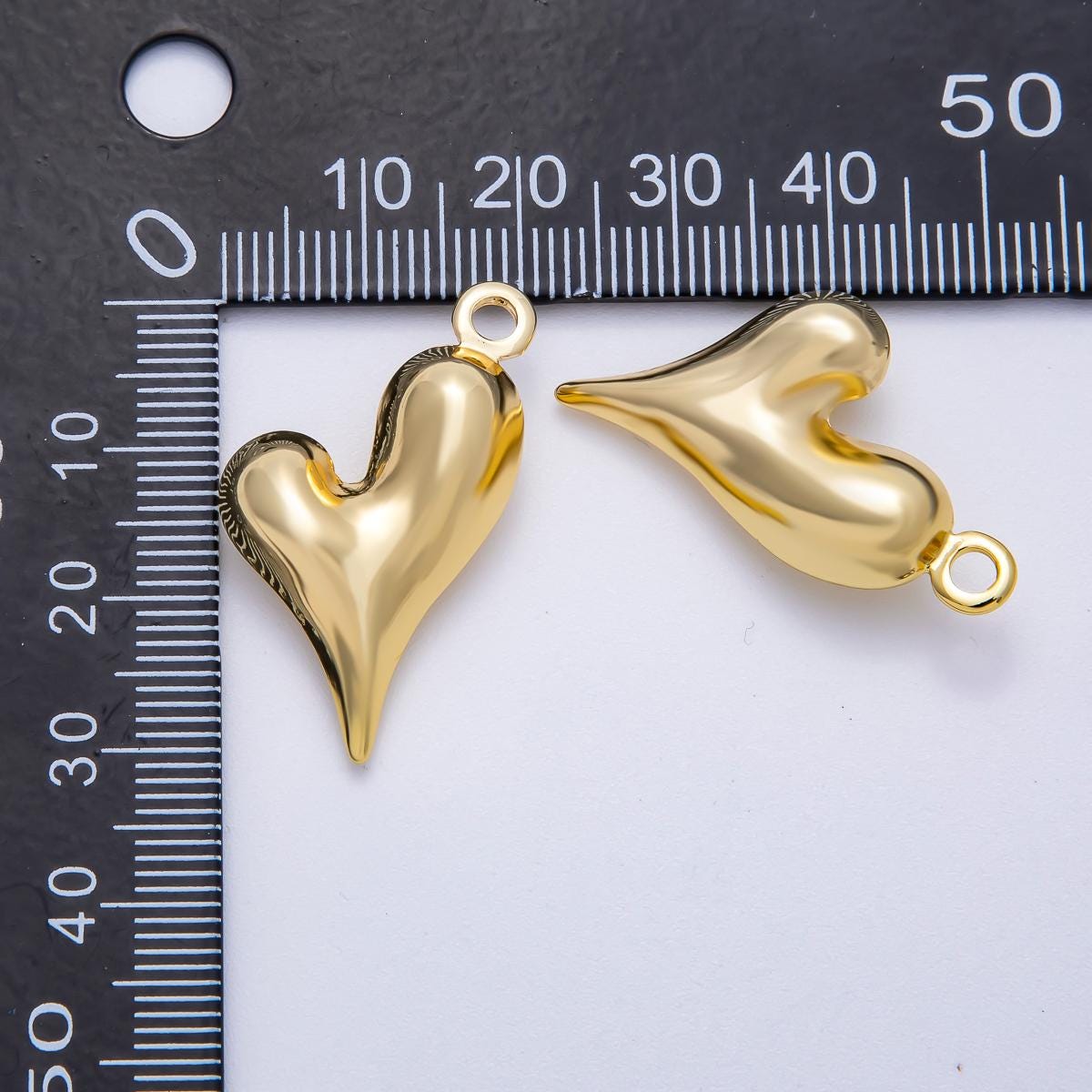 16K Gold Filled 32mm Minimalist Molten Heart 3D Multidimensional Charm in Gold & Silver Abstract love gift boho | Charms-00617 Charms-00618