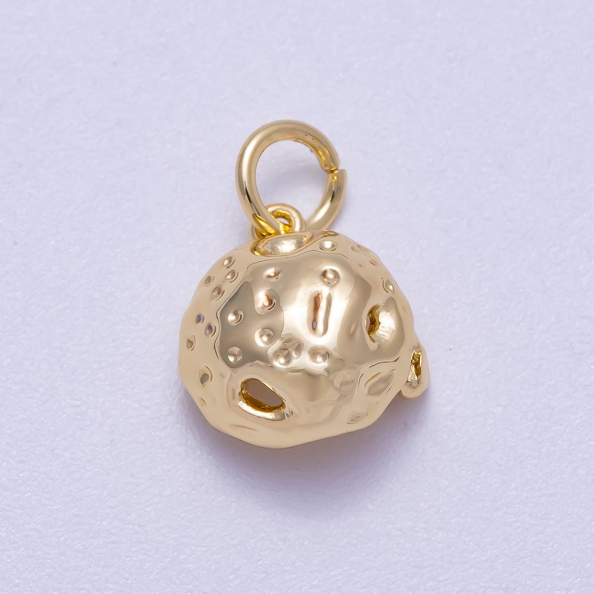 16K Gold Filled 11mm Hammered Dome Geometric Charm Textured Pebble Nugget Pendant DIY Jewelry Making Supply Necklace | Charms-00626