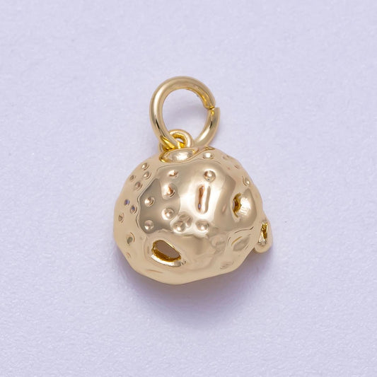 16K Gold Filled 11mm Hammered Dome Geometric Charm Textured Pebble Nugget Pendant DIY Jewelry Making Supply Necklace | Charms-00626