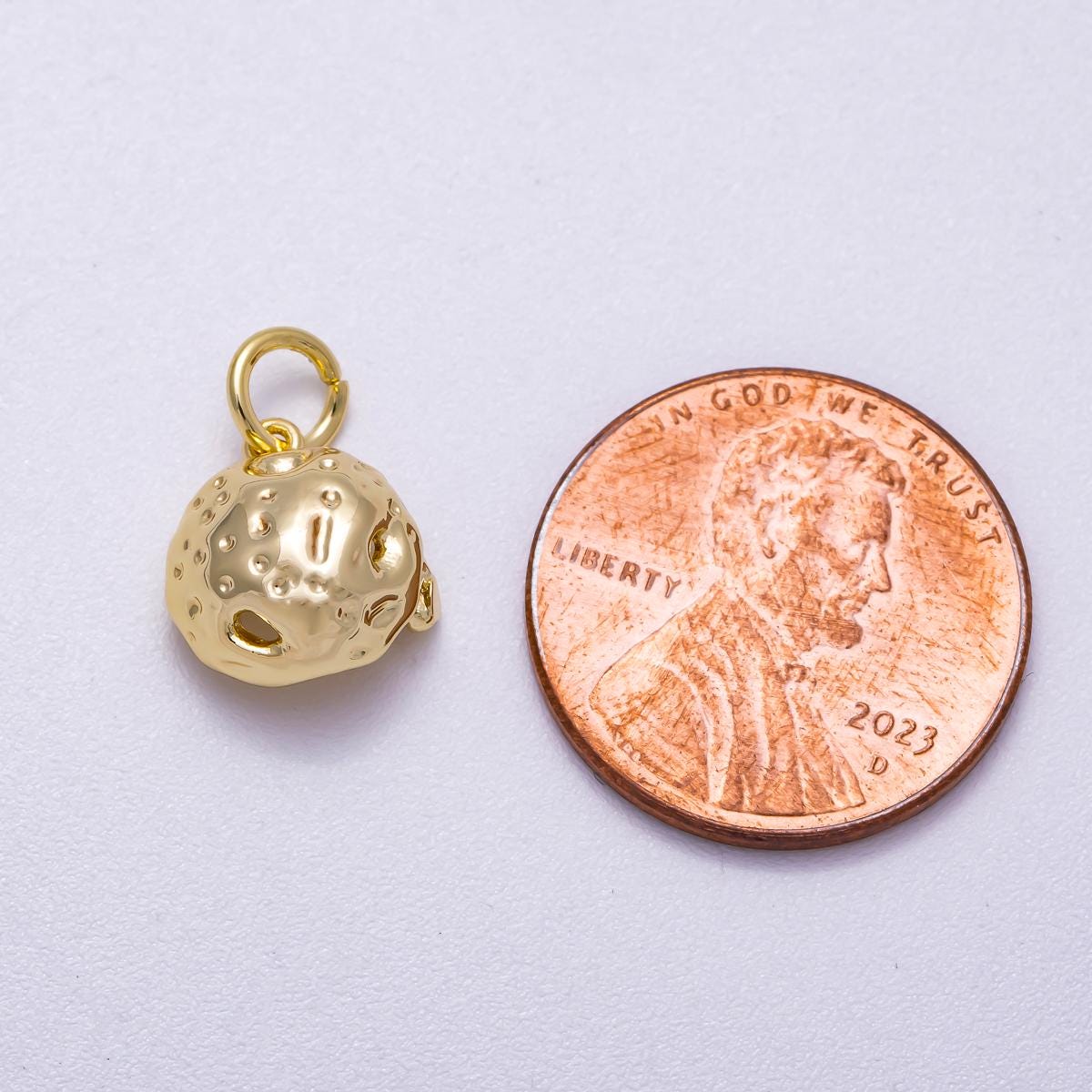 16K Gold Filled 11mm Hammered Dome Geometric Charm Textured Pebble Nugget Pendant DIY Jewelry Making Supply Necklace | Charms-00626