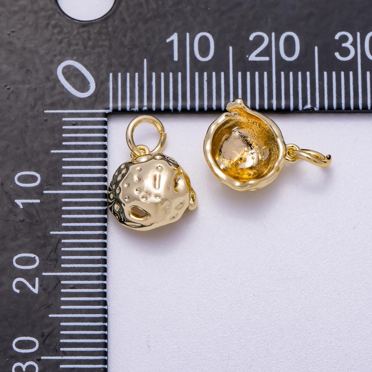 16K Gold Filled 11mm Hammered Dome Geometric Charm Textured Pebble Nugget Pendant DIY Jewelry Making Supply Necklace | Charms-00626