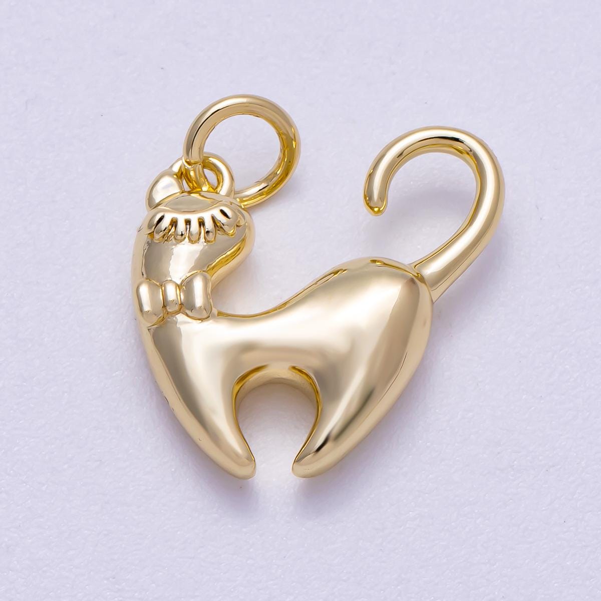 16K Gold Filled 15mm Kitty Pet Animal 3D Multidimensional Charm vintage style cat lover gift dainty gift for her diy supply | Charms-00629