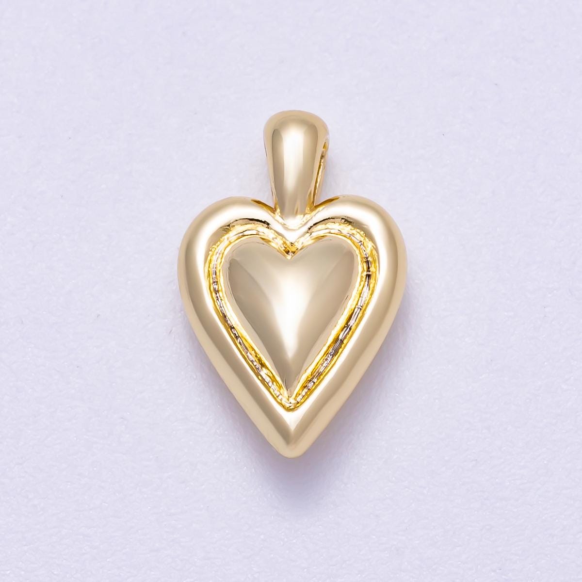 16K Gold Filled 16mm Minimalist Chubby Love Heart Pendant Dainty Jewelry DIY Jewelry Making Supply custom necklace bracelet | Charms-00632
