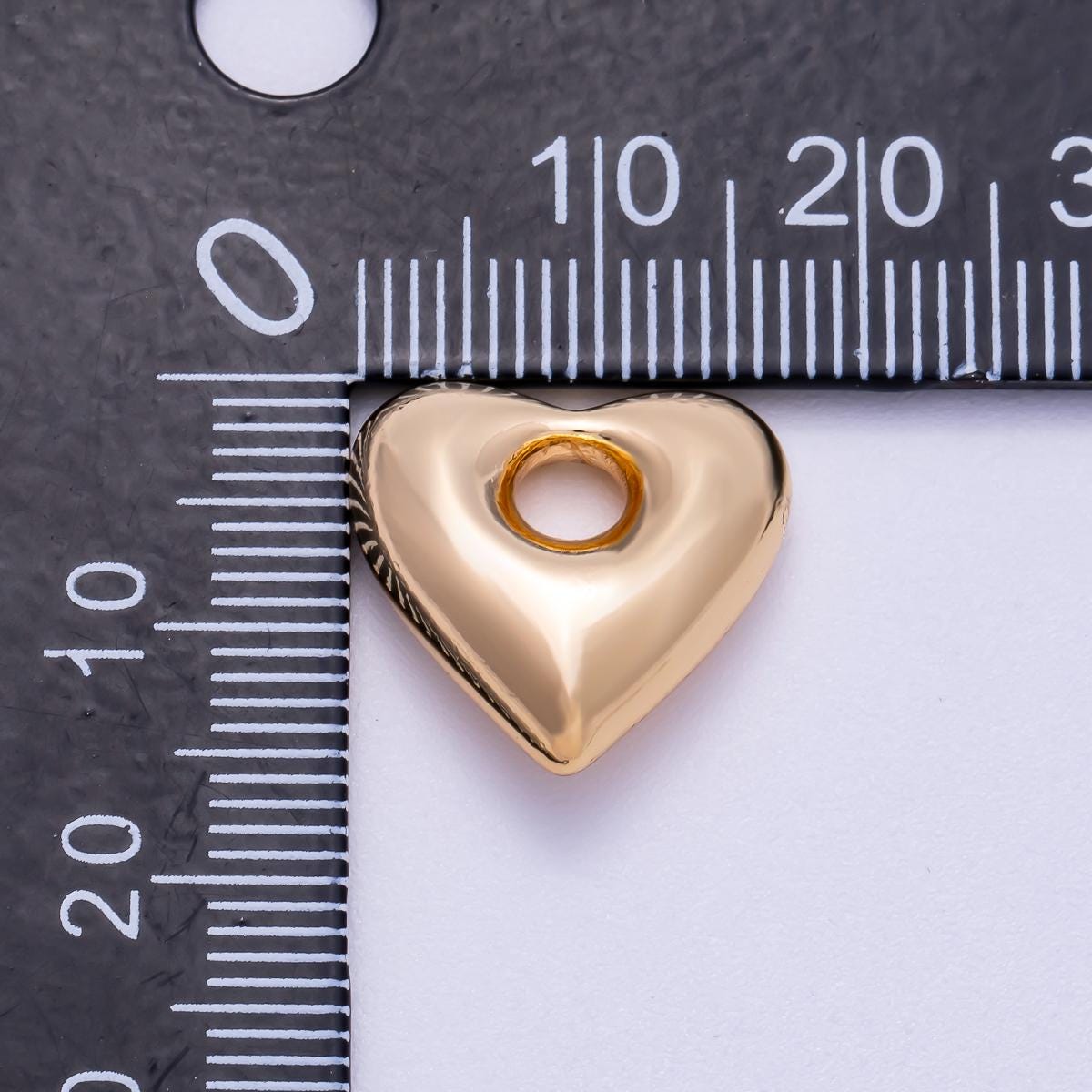 16K Gold Filled 16mm Chubby Heart 3D Multidimensional Slide Charm Puffy Love Pendant Modern Gift for Her DIY Supply | BEADS-00273