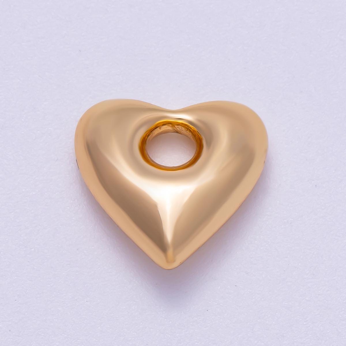 16K Gold Filled 16mm Chubby Heart 3D Multidimensional Slide Charm Puffy Love Pendant Modern Gift for Her DIY Supply | BEADS-00273