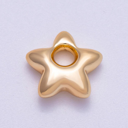 16K Gold Filled 15mm Chubby Celestial Star 3D Multidimensional Slide Charm Minimalist Lunar Bead Jewelry Modern Star for Her | BEADS-00275