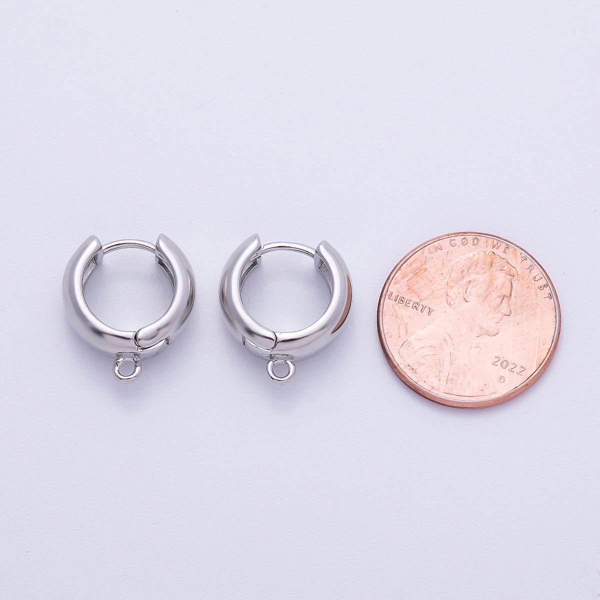 Silver 15mm Minimalist Lever Back Hoop Open Loop Huggie Earring Findings | Findings-00120