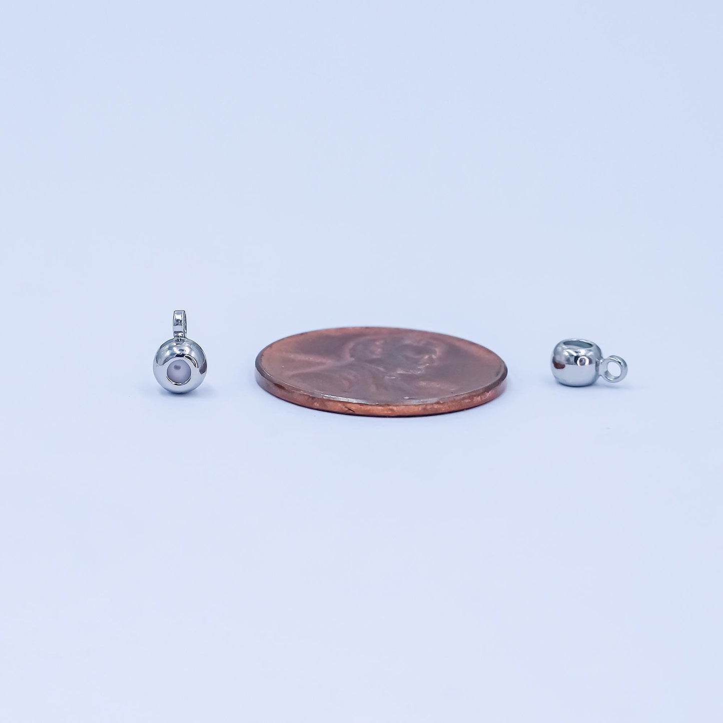 Silver 4mm Round Stopper Bead with Loop Silicone Grip Slider Bead for Charm Holder DIY Jewelry Making Supply Finding | Z-01063