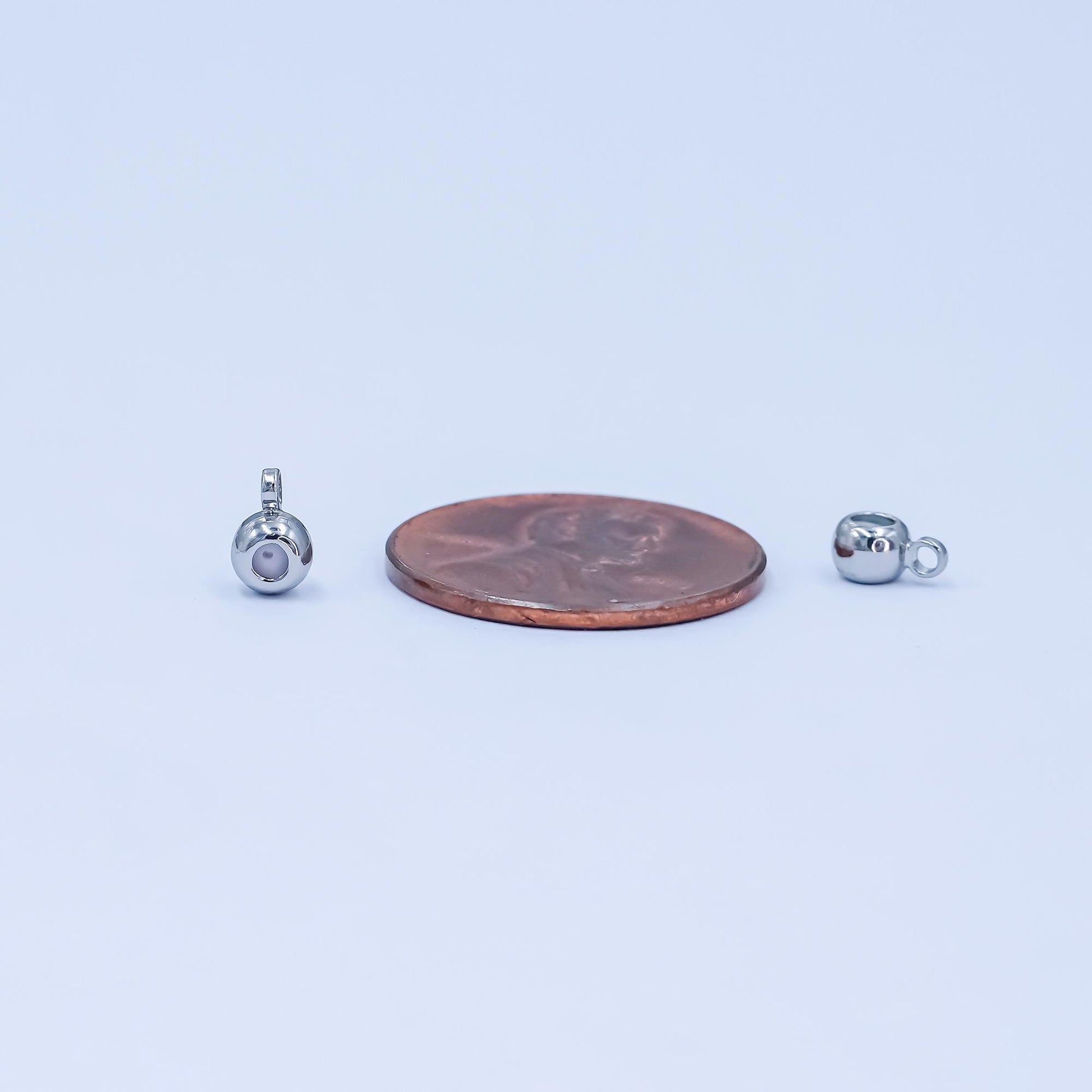 Silver 4mm Round Stopper Bead with Loop Silicone Grip Slider Bead for Charm Holder DIY Jewelry Making Supply Finding | Z-01063