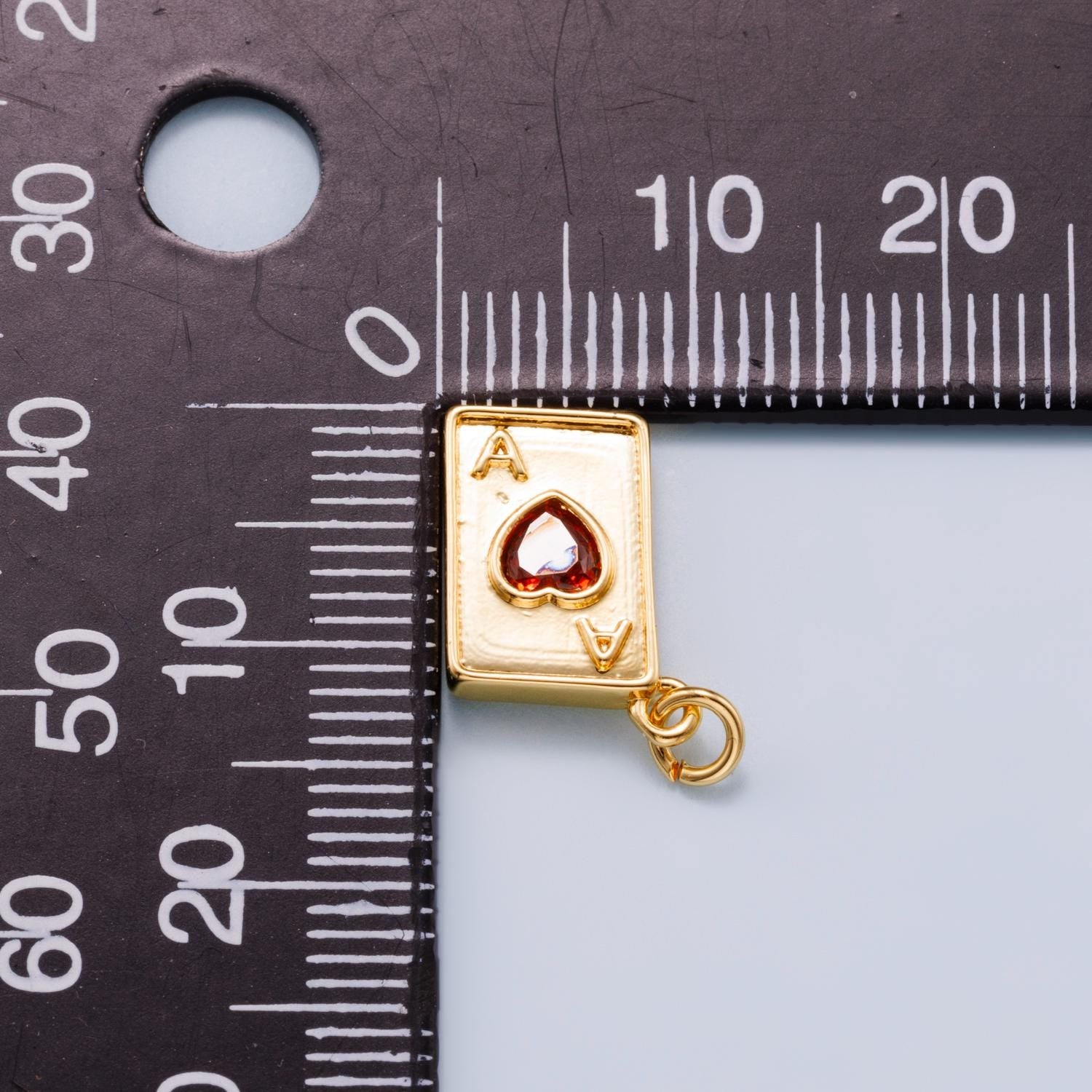 24K Gold Filled 13mm Red CZ Ace of Hearts Charm in Gold & Silver Lucky Card Pendant DIY Jewelry Making Supply | Charms-00655