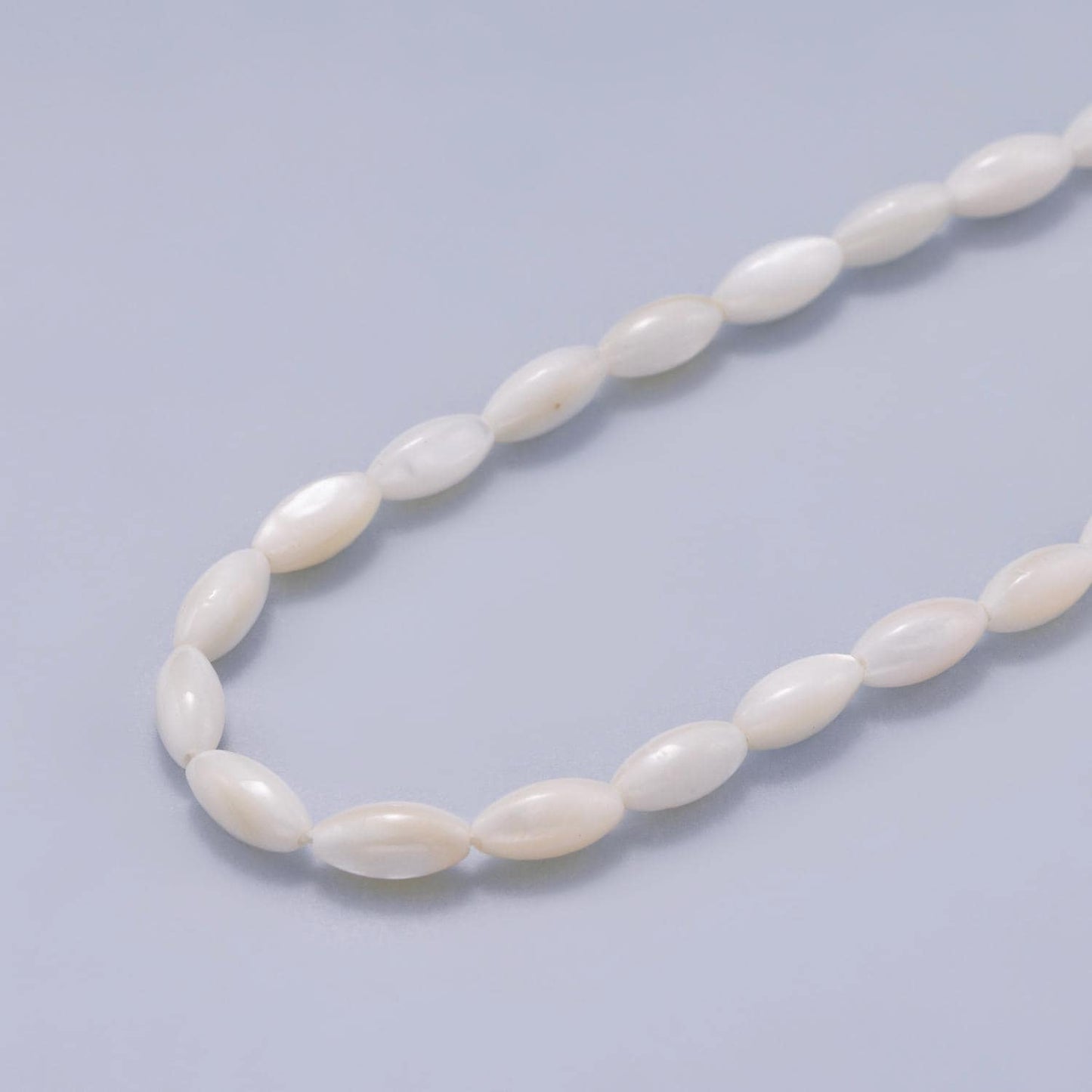 9.4mm Shell Pearl Rice Bead Strand Marquise Necklace Iridescent Coastal Jewelry Boho Bridal Minimalist Shell Gift | WA-04421