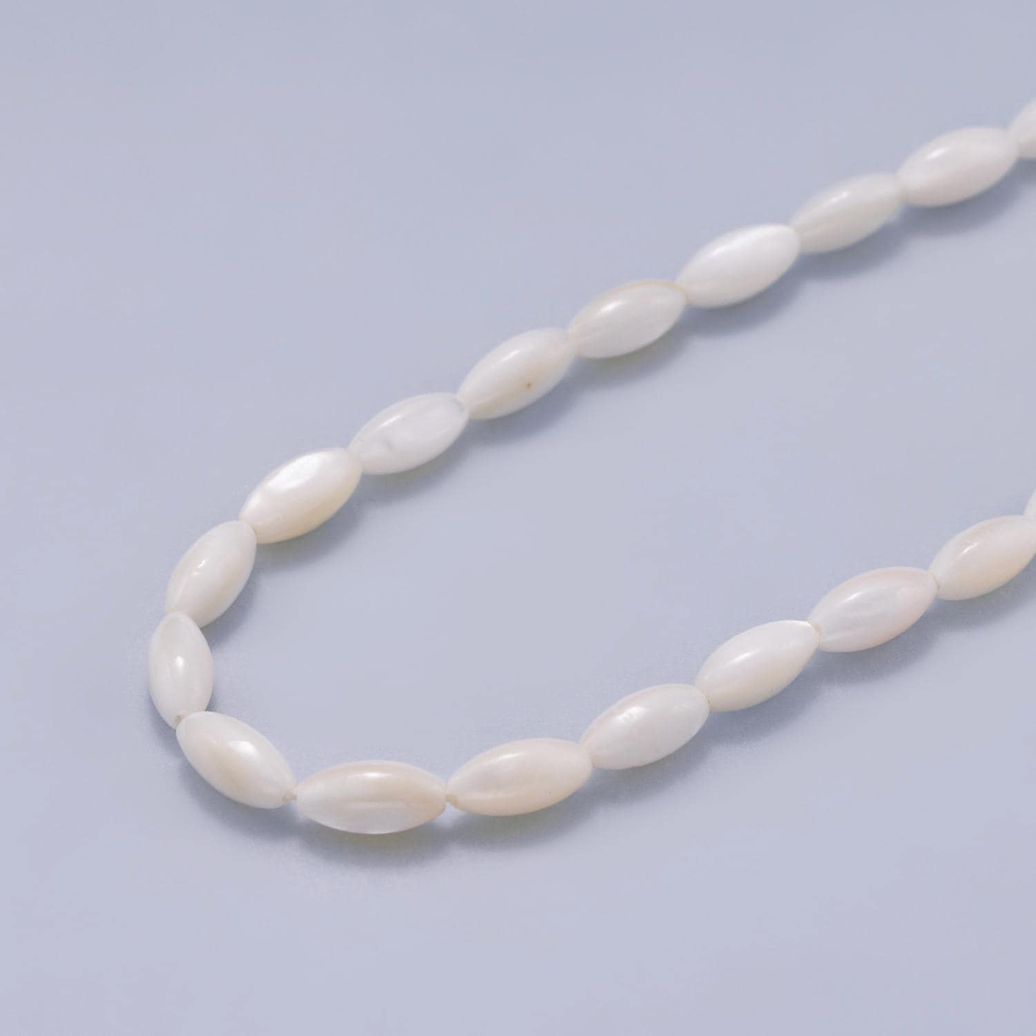 9.4mm Shell Pearl Rice Bead Strand Marquise Necklace Iridescent Coastal Jewelry Boho Bridal Minimalist Shell Gift | WA-04421