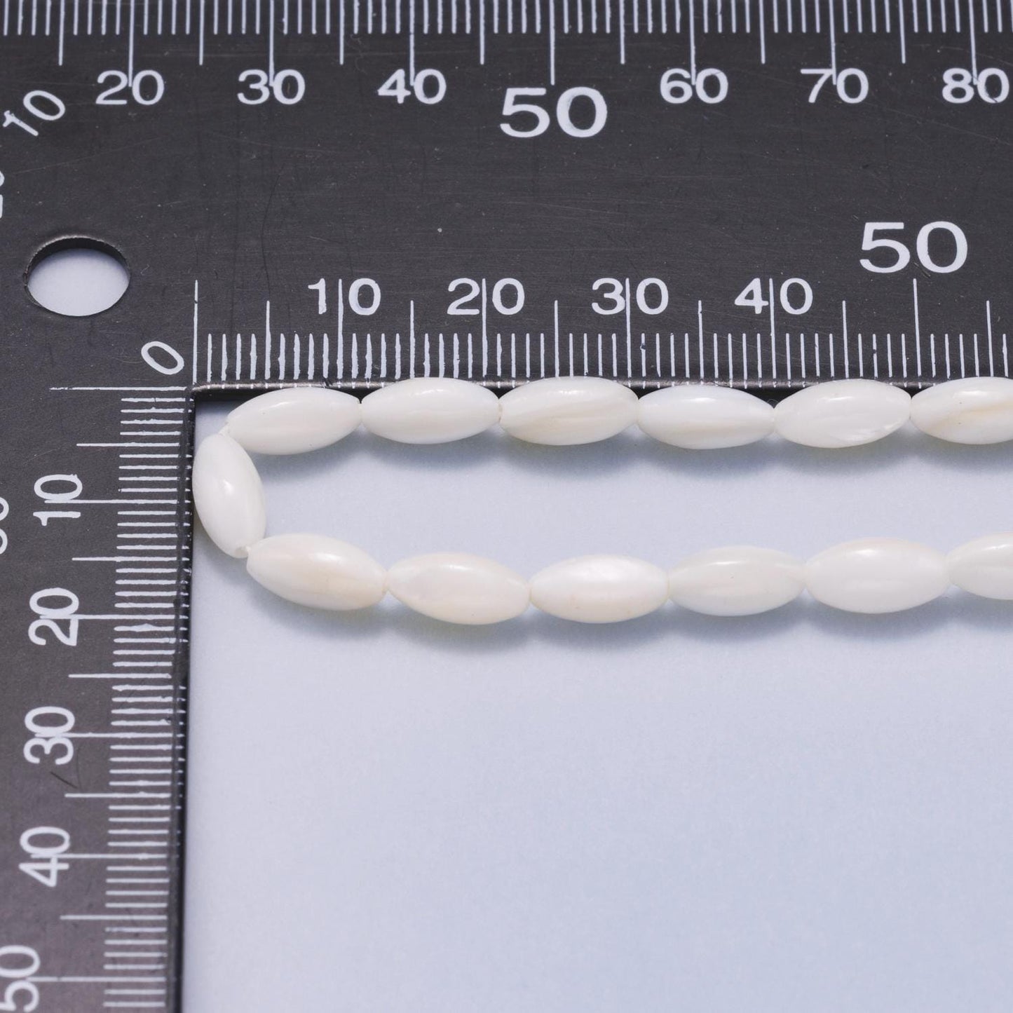 9.4mm Shell Pearl Rice Bead Strand Marquise Necklace Iridescent Coastal Jewelry Boho Bridal Minimalist Shell Gift | WA-04421