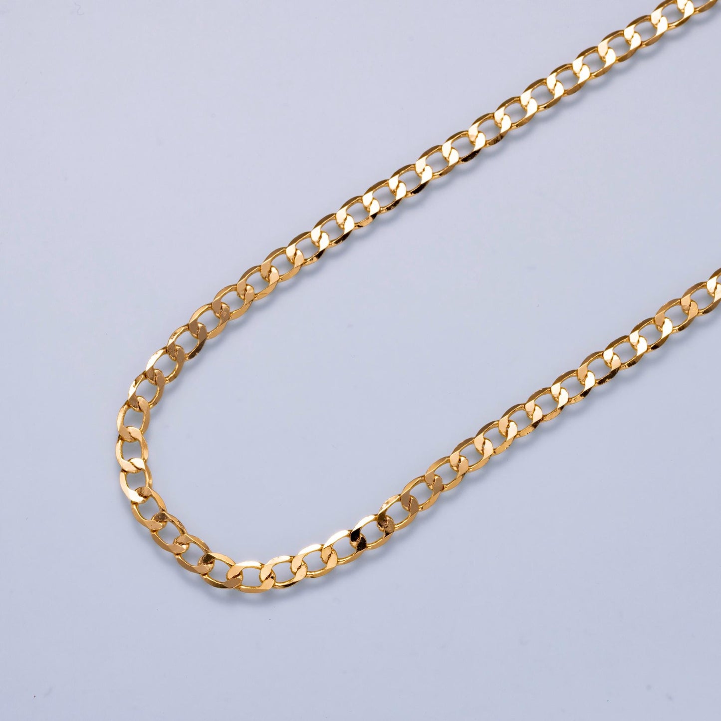 24k Gold Filled 4.6mm Curb Chain by Yard Wholesale Bulk Dainty Gold Layering DIY Jewelry Supply for Necklace Bracelet Making | ROLL-01869