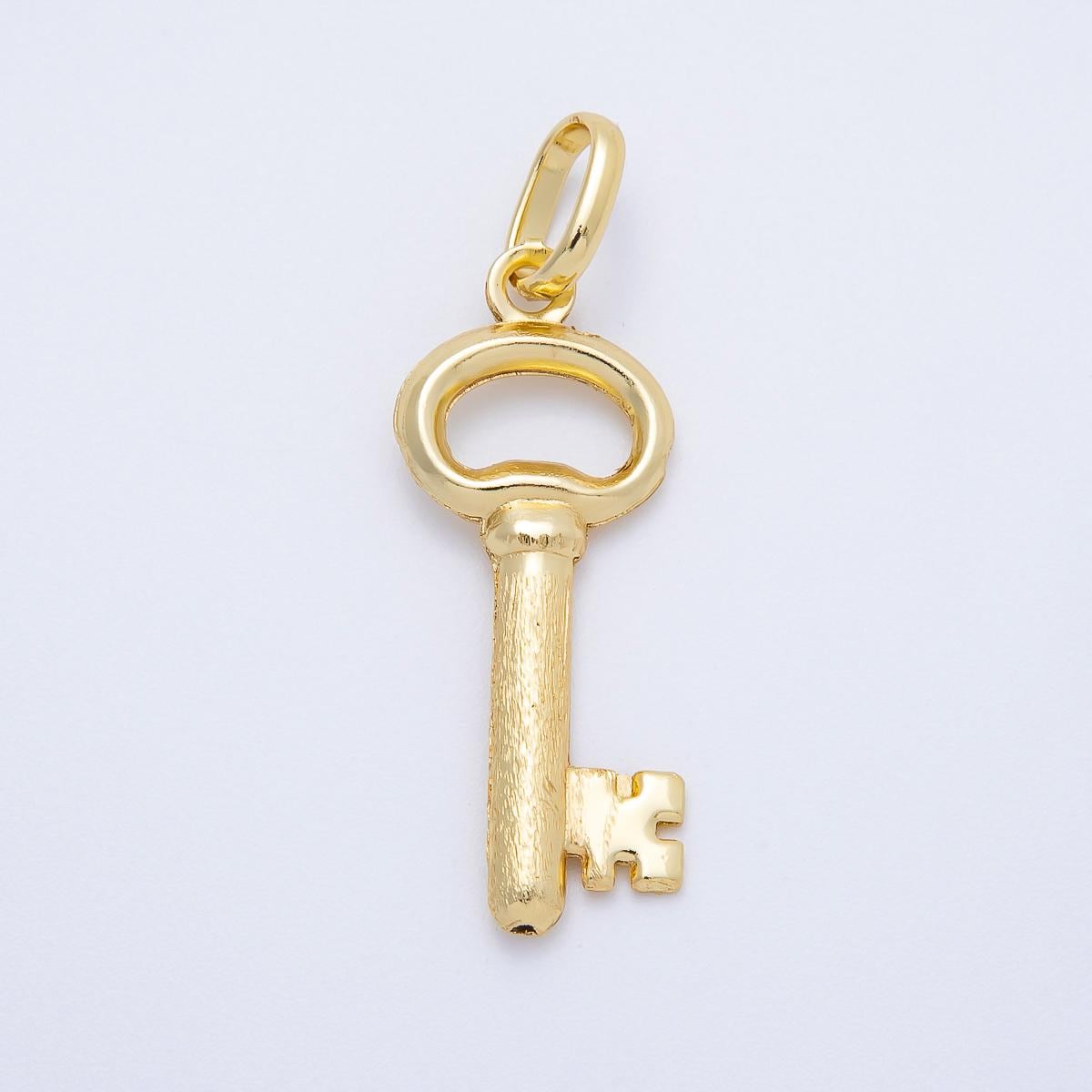 16K Gold Filled 37mm Plain Lucky Key Pendant Symbolic Gift for Her DIY Jewelry Supply for custom Necklace and Bracelet | Charms-00648