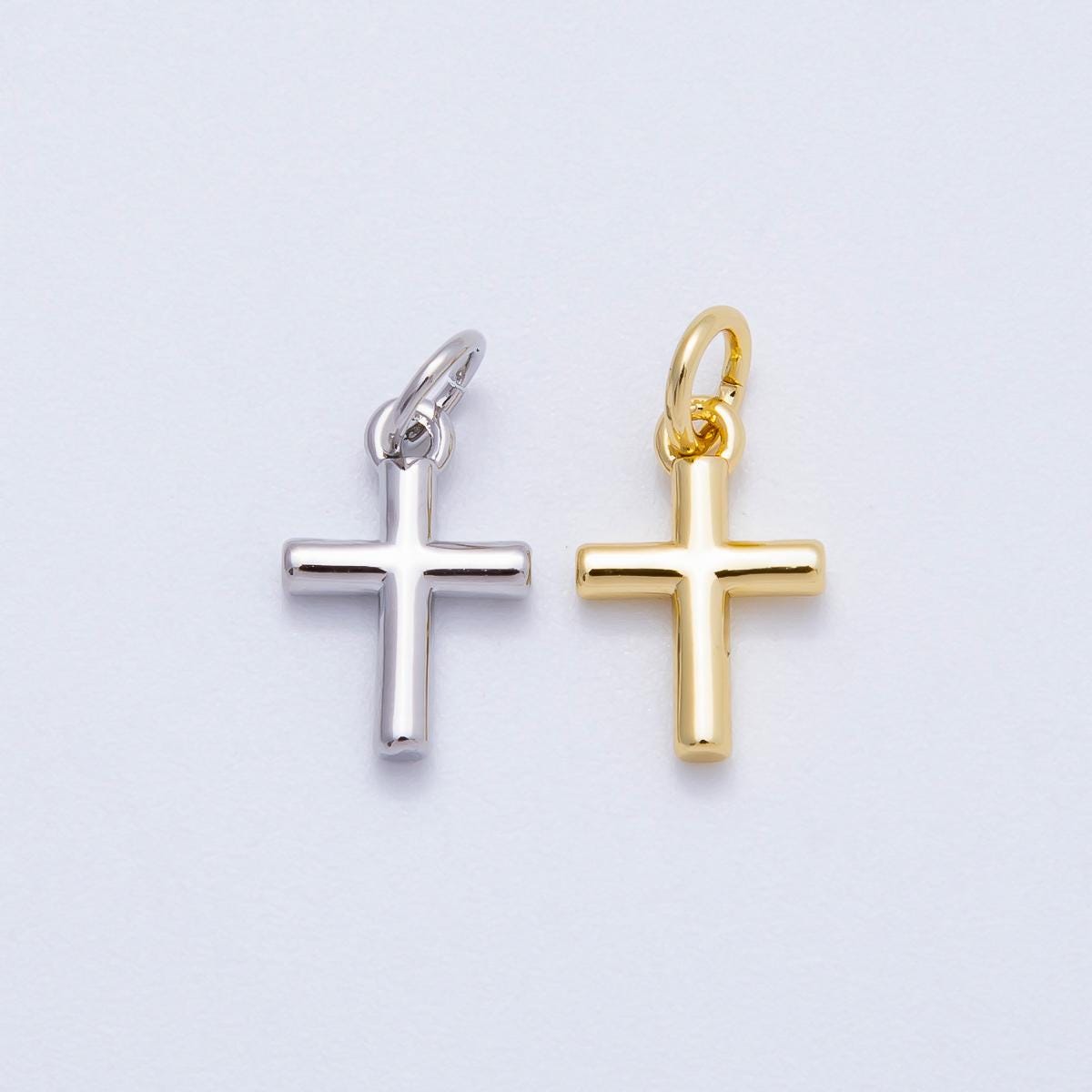 16K Gold Filled 12mm Plain Cross Religious Mini Charm in Gold & Silver Dainty Faith Necklace Component Jewelry Making Supply | Charms-00651