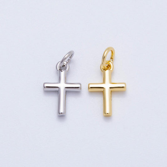 16K Gold Filled 12mm Plain Cross Religious Mini Charm in Gold & Silver Dainty Faith Necklace Component Jewelry Making Supply | Charms-00651