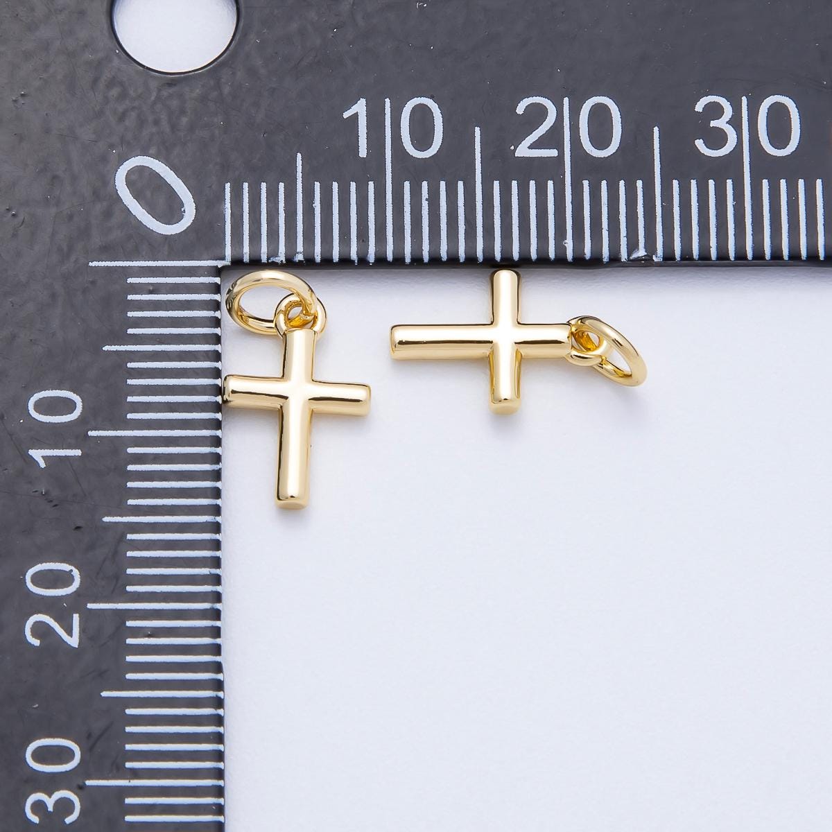 16K Gold Filled 12mm Plain Cross Religious Mini Charm in Gold & Silver Dainty Faith Necklace Component Jewelry Making Supply | Charms-00651