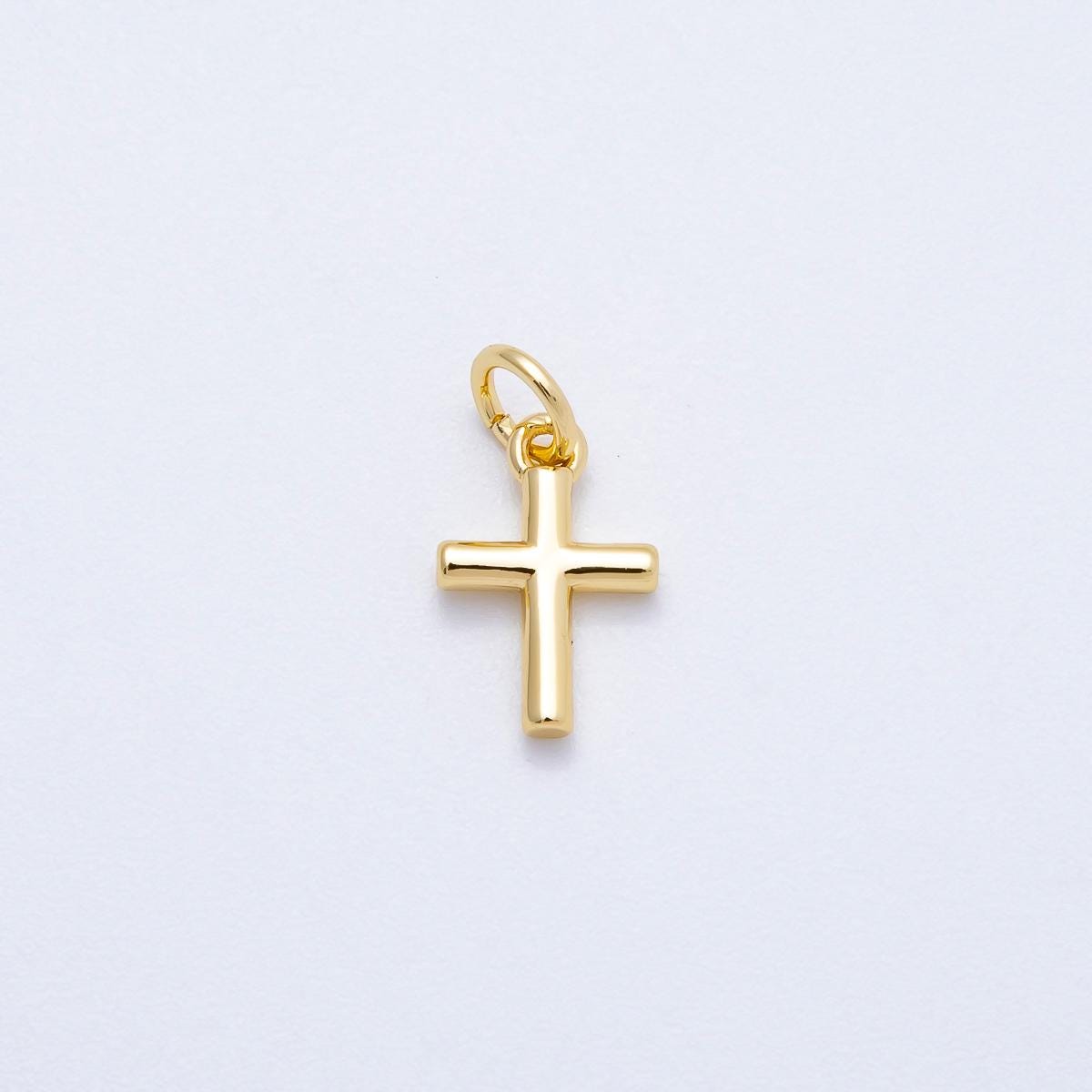 16K Gold Filled 12mm Plain Cross Religious Mini Charm in Gold & Silver Dainty Faith Necklace Component Jewelry Making Supply | Charms-00651